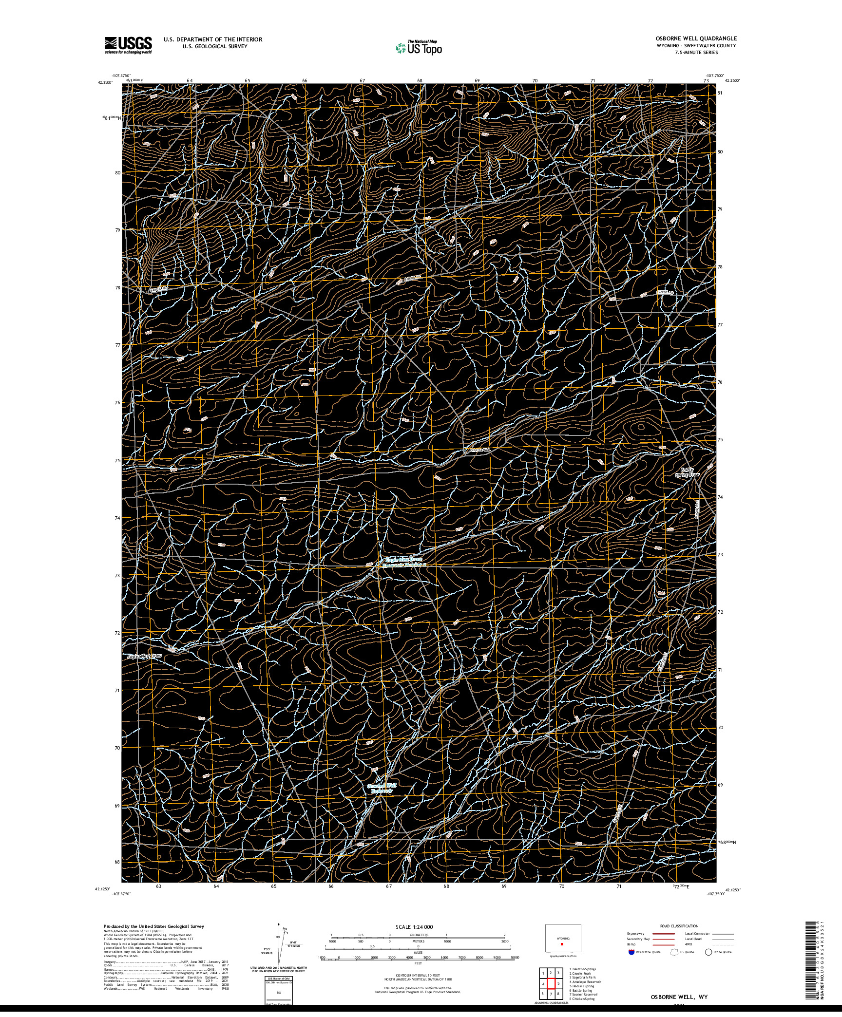 USGS US TOPO 7.5-MINUTE MAP FOR OSBORNE WELL, WY 2021