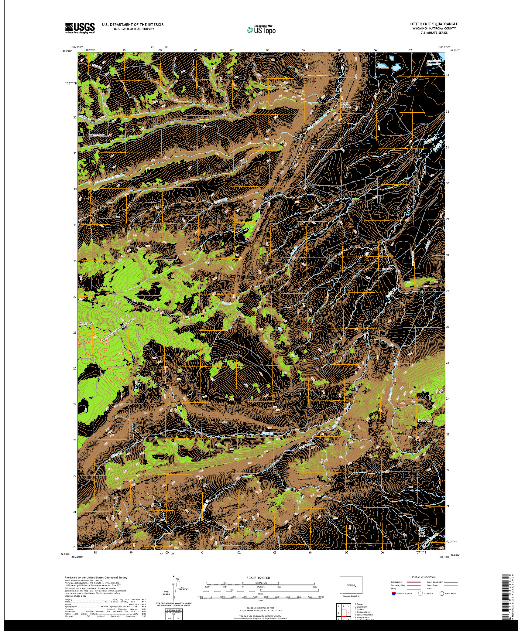 USGS US TOPO 7.5-MINUTE MAP FOR OTTER CREEK, WY 2021