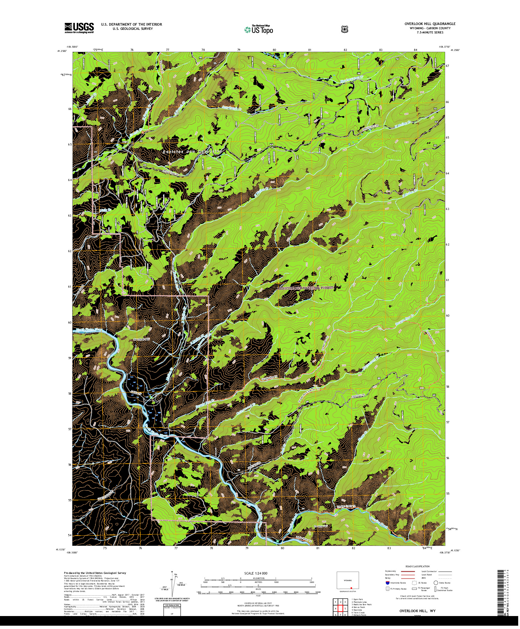USGS US TOPO 7.5-MINUTE MAP FOR OVERLOOK HILL, WY 2021