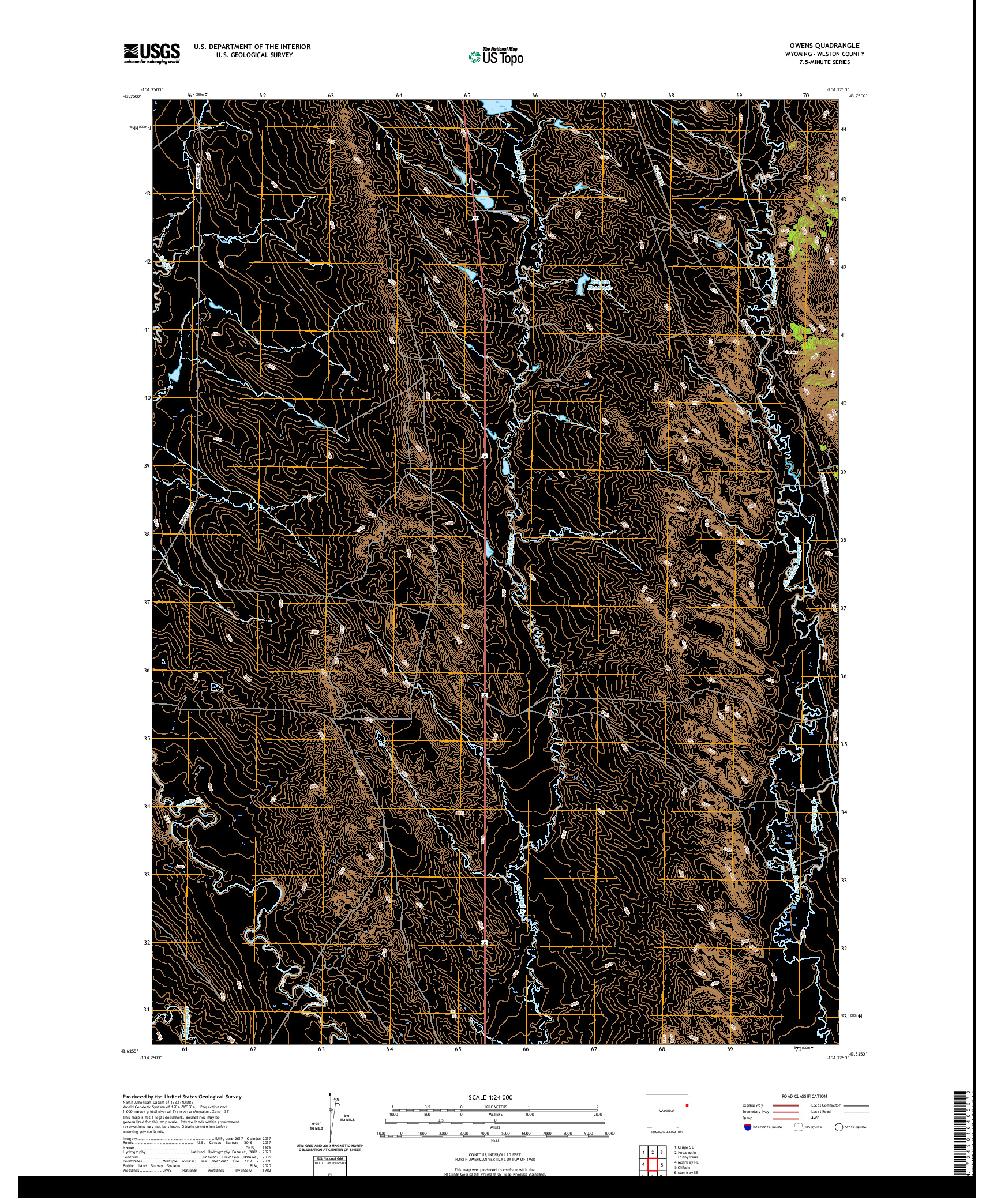 USGS US TOPO 7.5-MINUTE MAP FOR OWENS, WY 2021