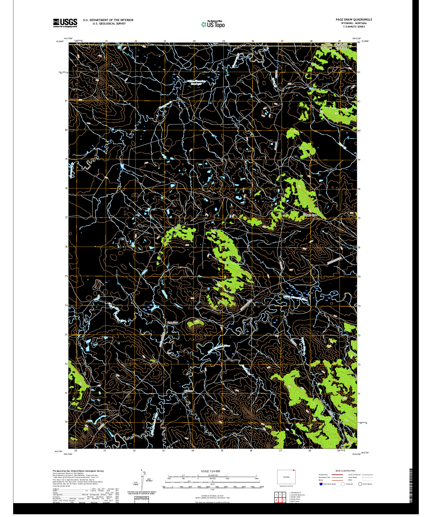 USGS US TOPO 7.5-MINUTE MAP FOR PAGE DRAW, WY,MT 2021