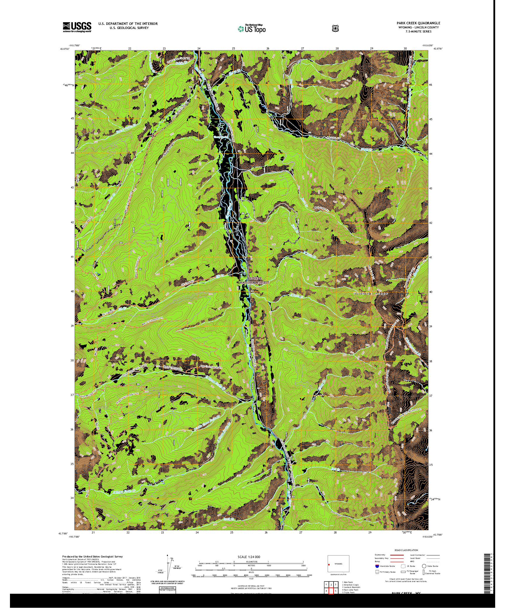 USGS US TOPO 7.5-MINUTE MAP FOR PARK CREEK, WY 2021