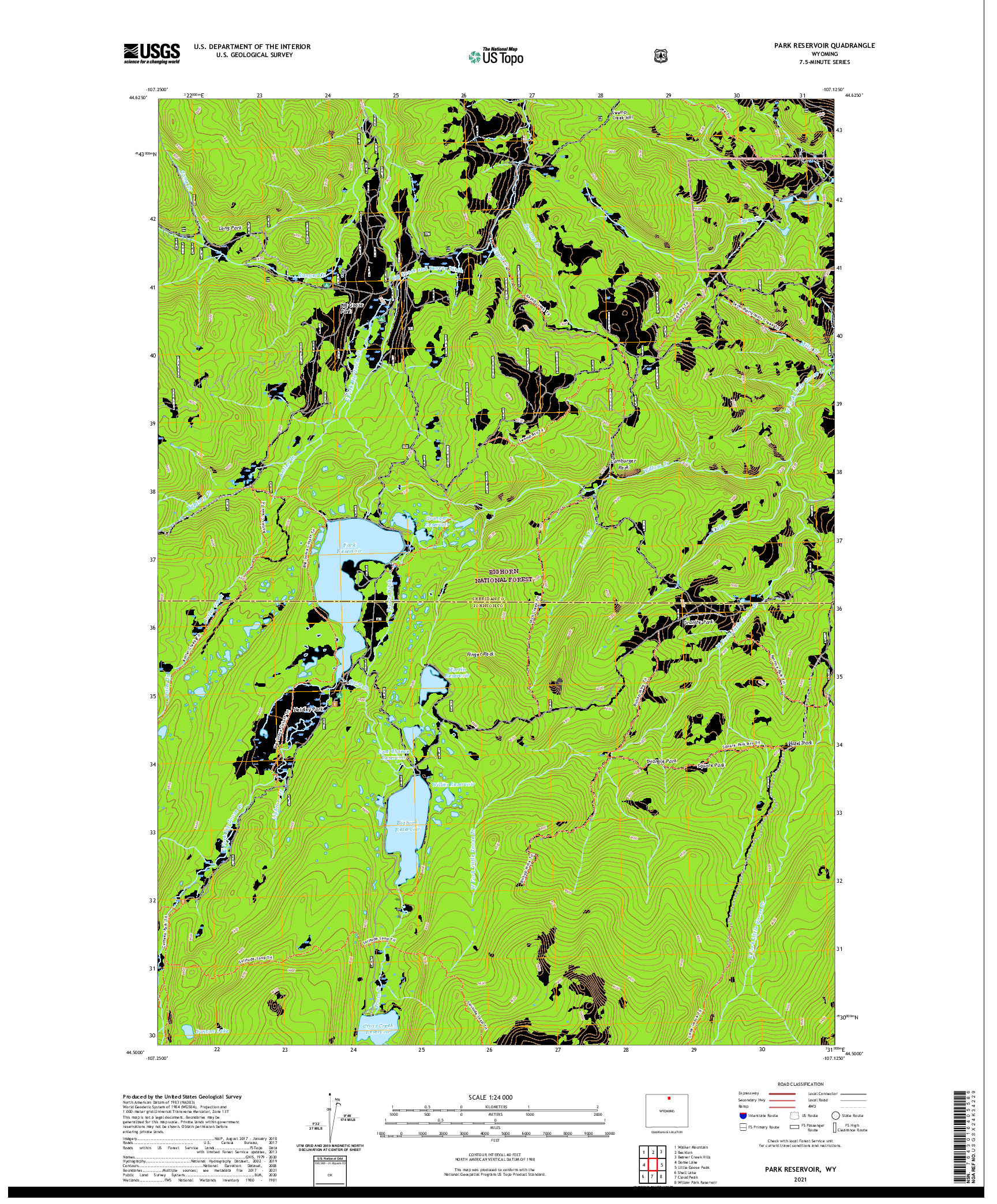 USGS US TOPO 7.5-MINUTE MAP FOR PARK RESERVOIR, WY 2021