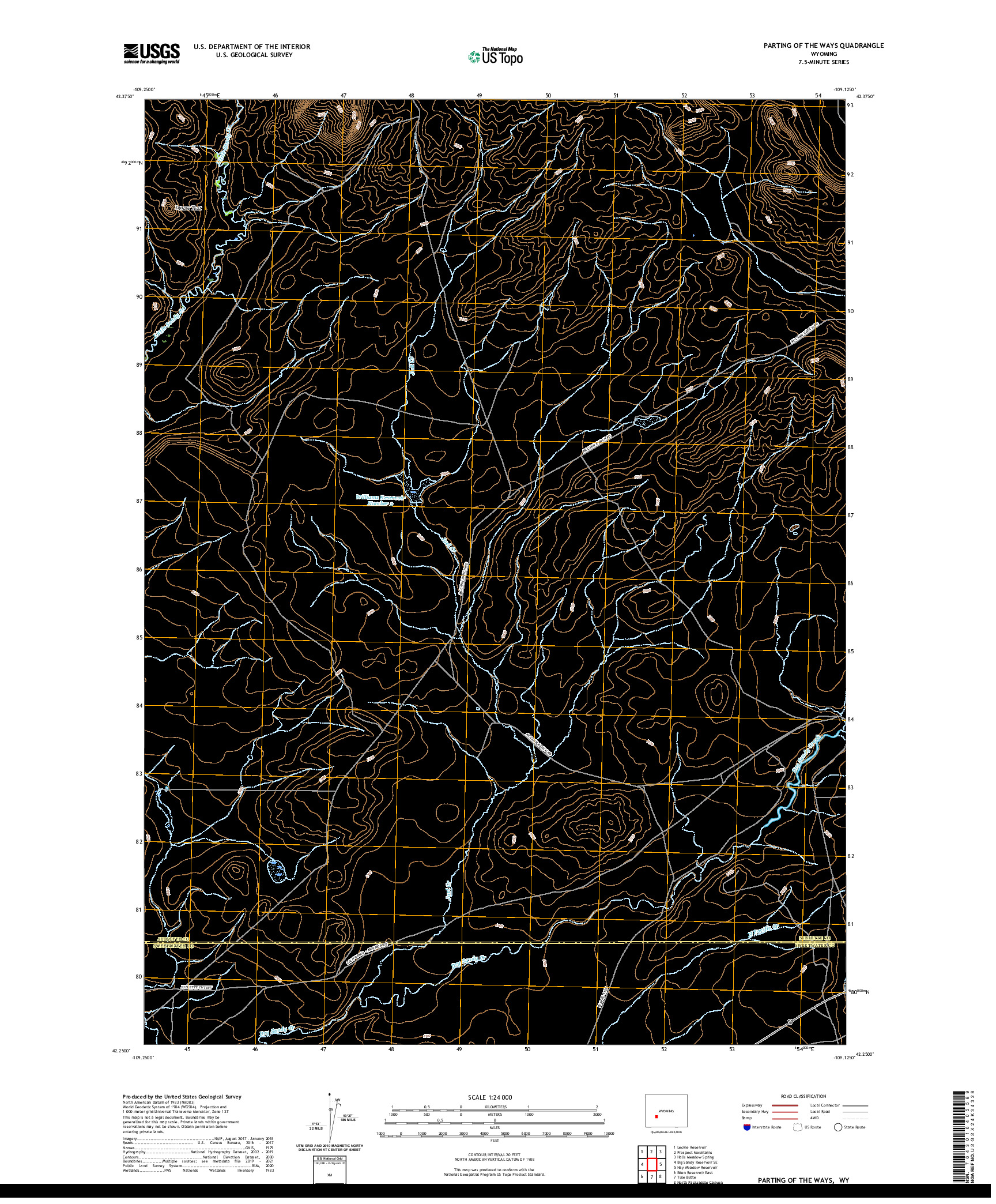 USGS US TOPO 7.5-MINUTE MAP FOR PARTING OF THE WAYS, WY 2021