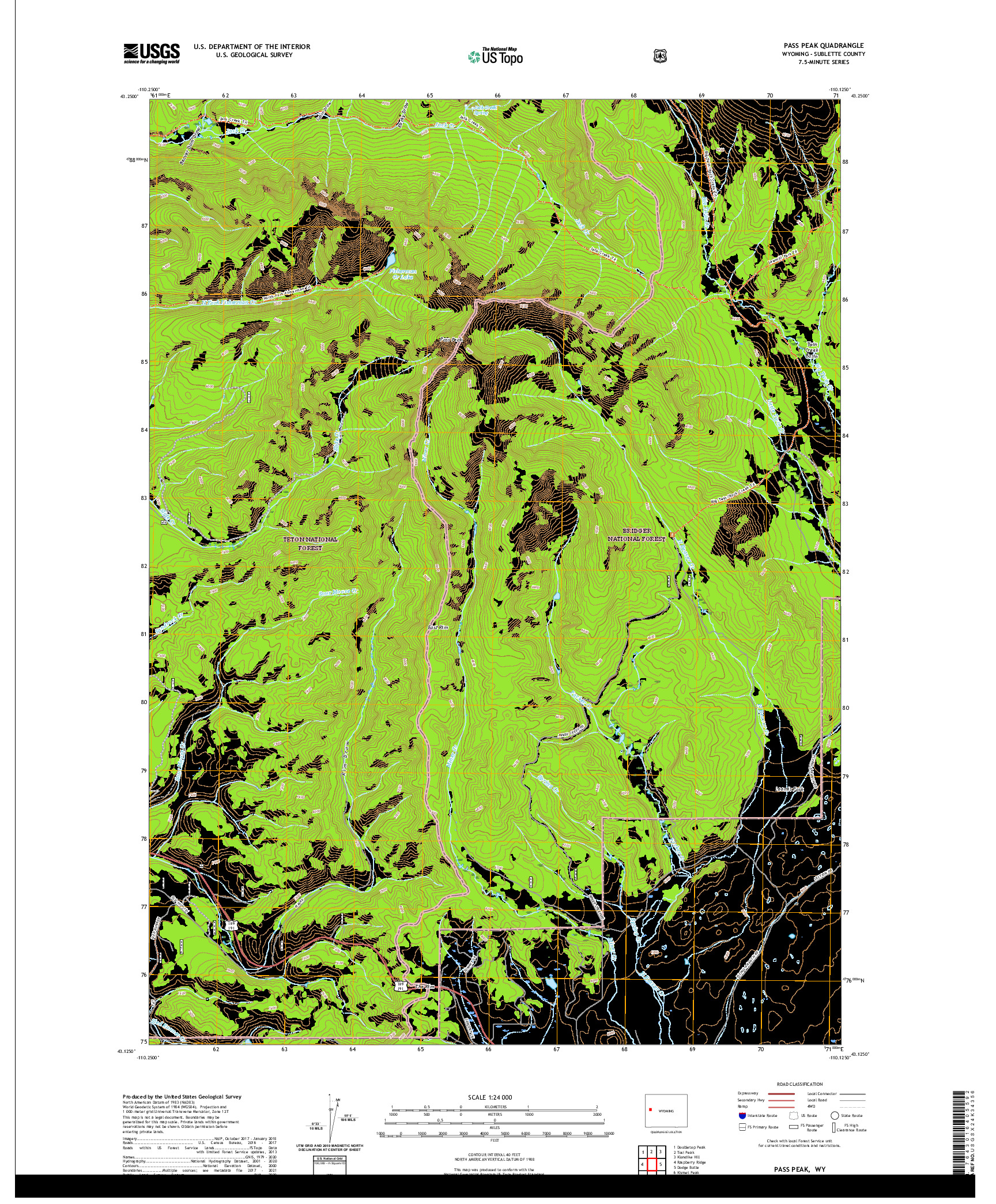 USGS US TOPO 7.5-MINUTE MAP FOR PASS PEAK, WY 2021