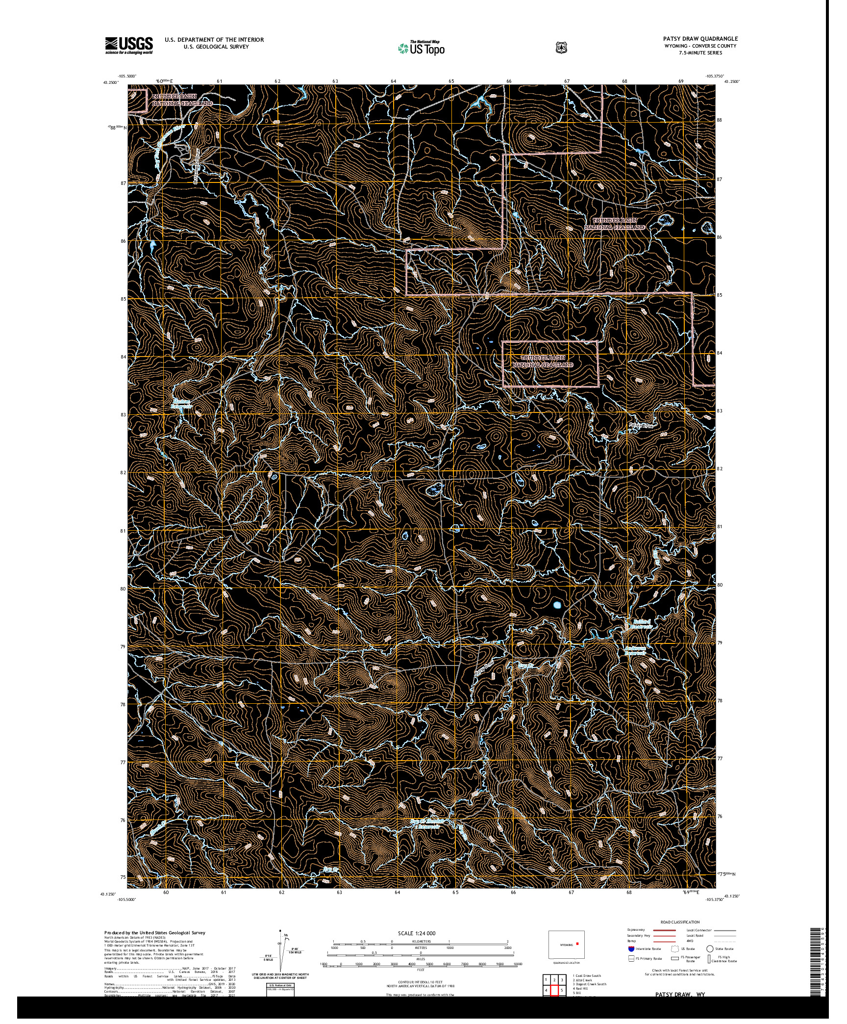 USGS US TOPO 7.5-MINUTE MAP FOR PATSY DRAW, WY 2021