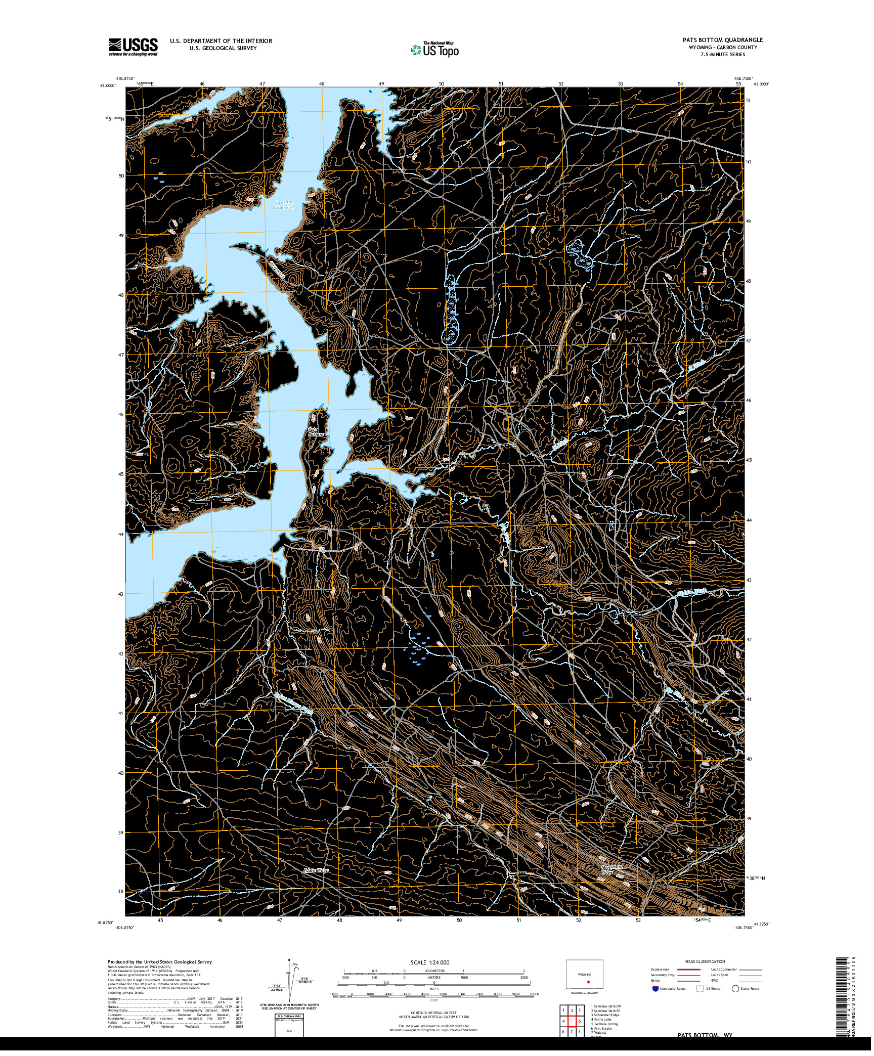 USGS US TOPO 7.5-MINUTE MAP FOR PATS BOTTOM, WY 2021