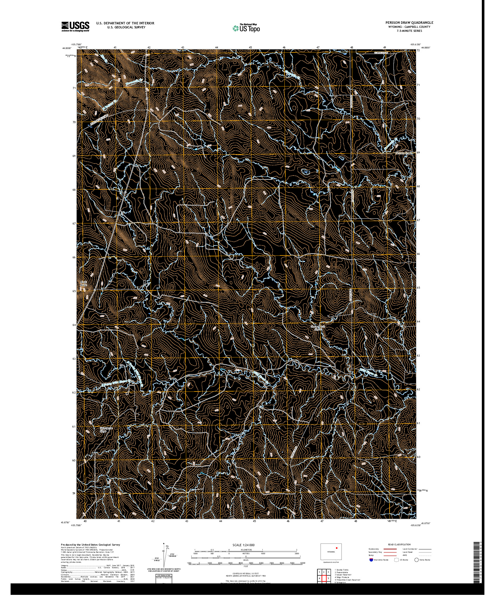 USGS US TOPO 7.5-MINUTE MAP FOR PERSSON DRAW, WY 2021