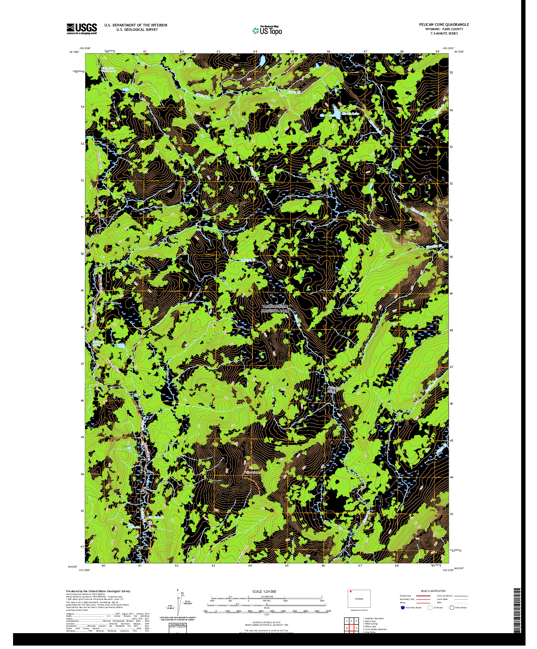 USGS US TOPO 7.5-MINUTE MAP FOR PELICAN CONE, WY 2021