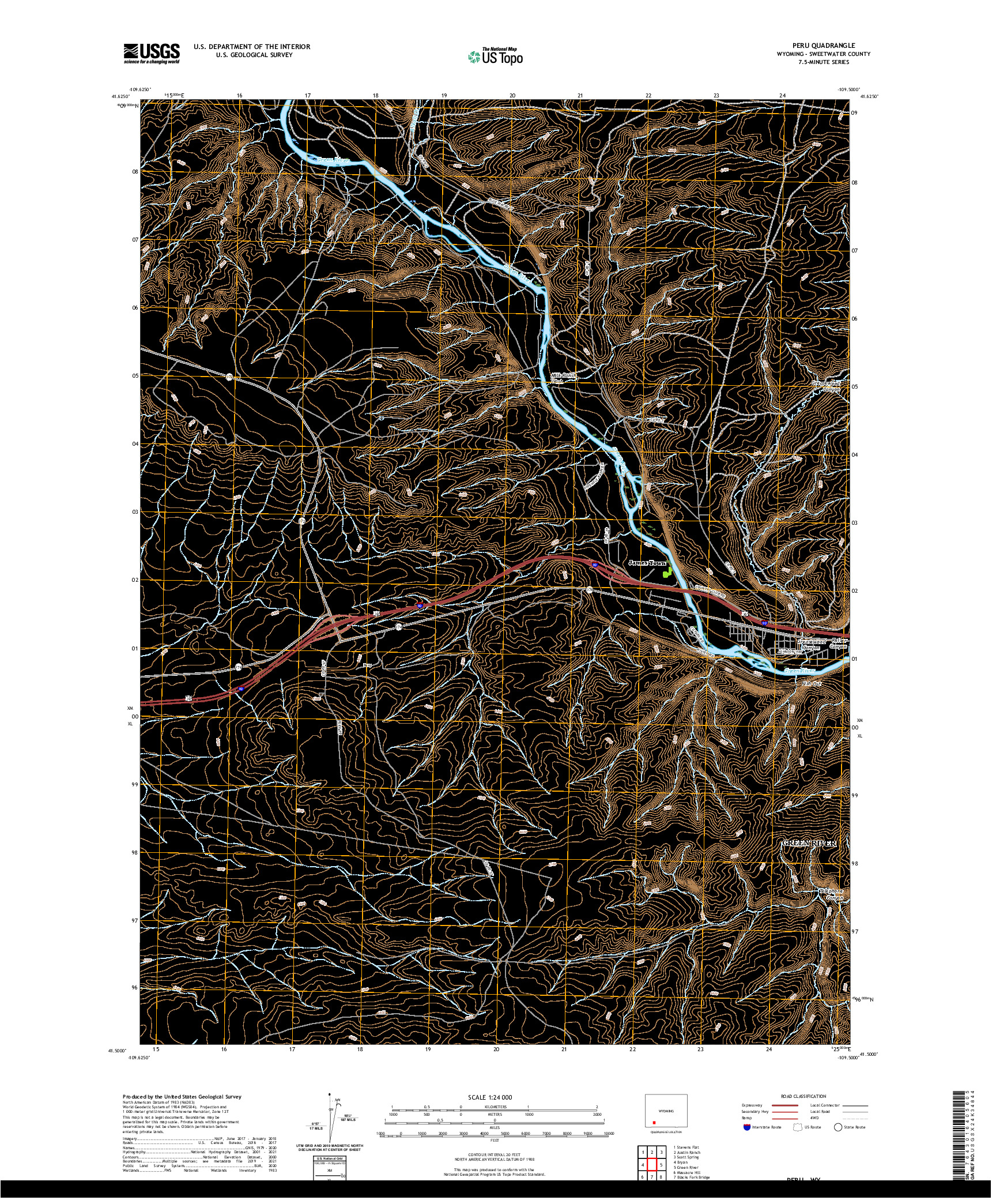 USGS US TOPO 7.5-MINUTE MAP FOR PERU, WY 2021