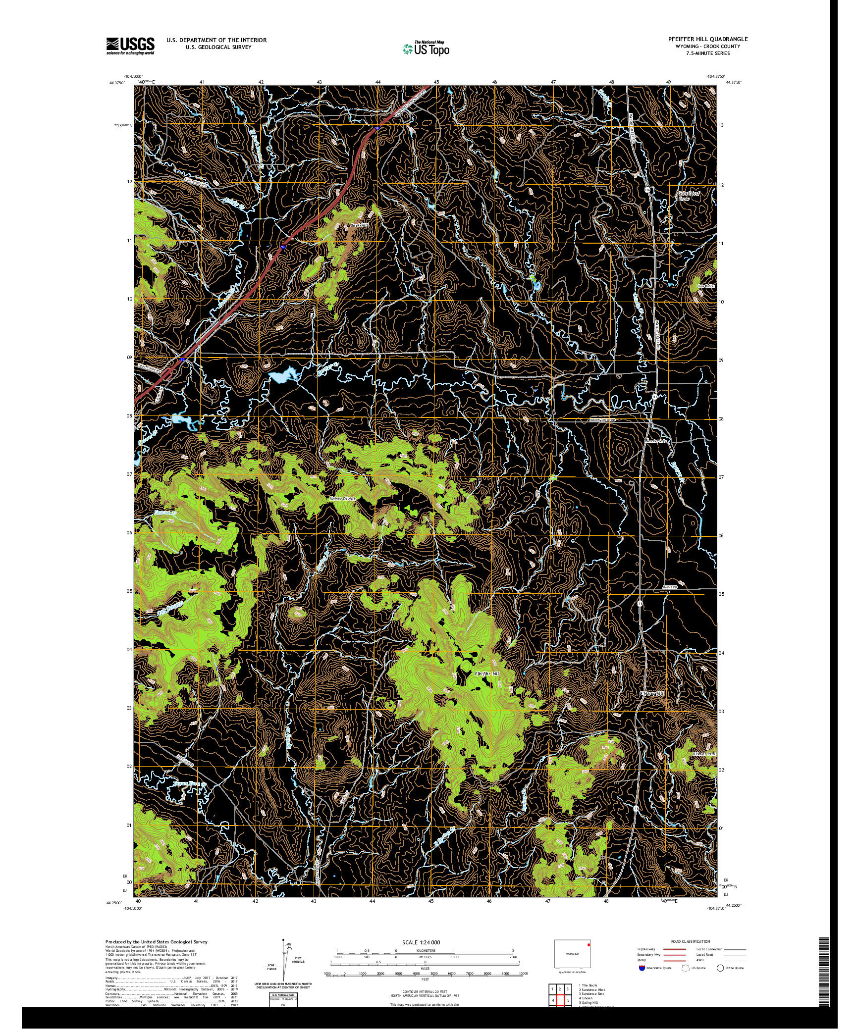 USGS US TOPO 7.5-MINUTE MAP FOR PFEIFFER HILL, WY 2021