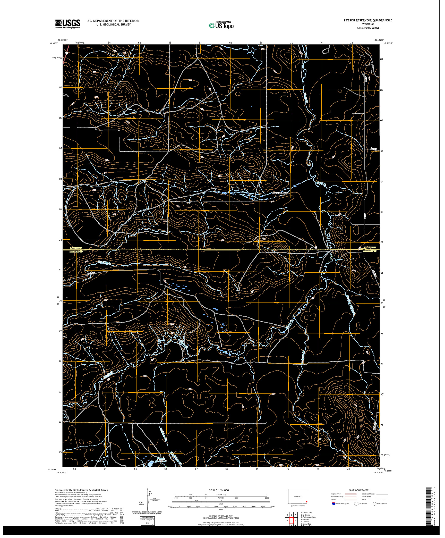 USGS US TOPO 7.5-MINUTE MAP FOR PETSCH RESERVOIR, WY 2021