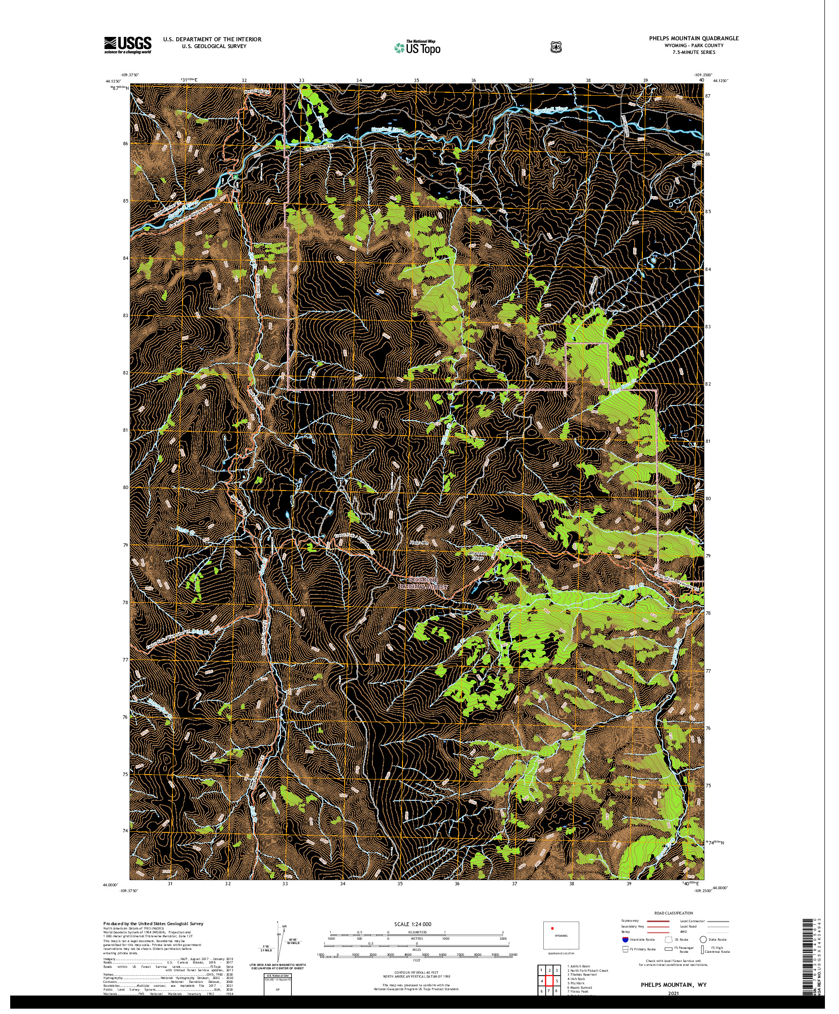 USGS US TOPO 7.5-MINUTE MAP FOR PHELPS MOUNTAIN, WY 2021