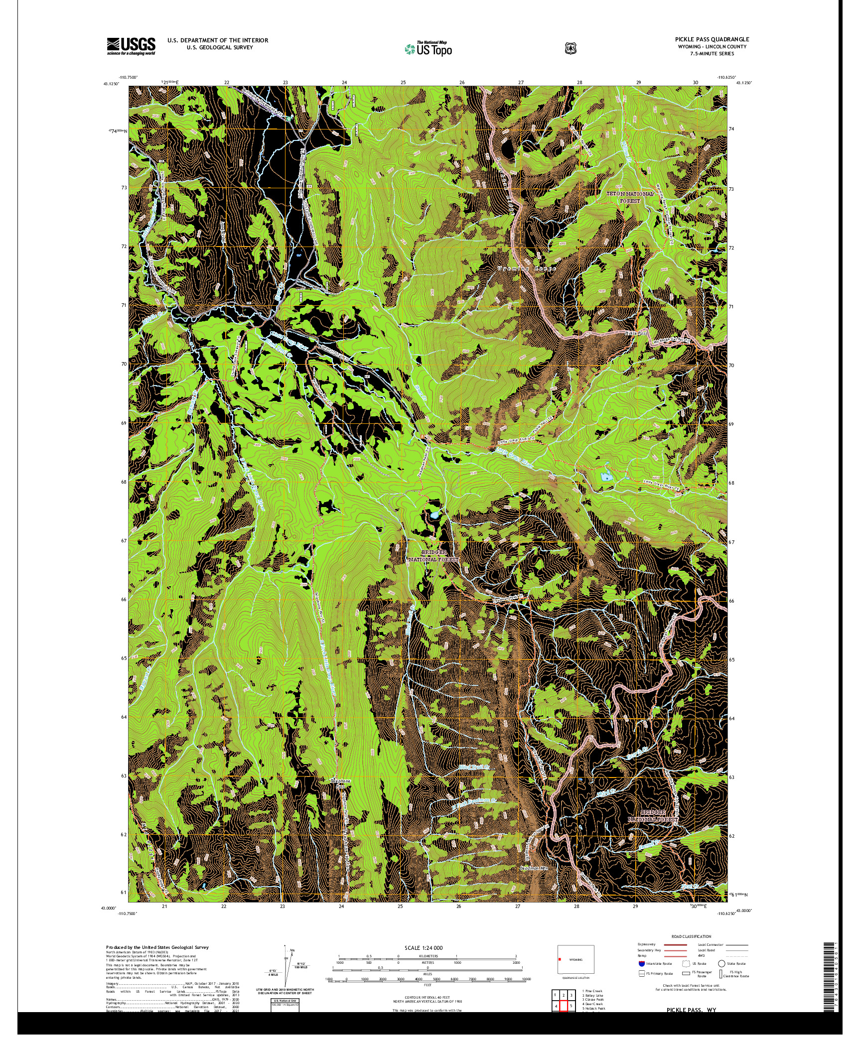 USGS US TOPO 7.5-MINUTE MAP FOR PICKLE PASS, WY 2021