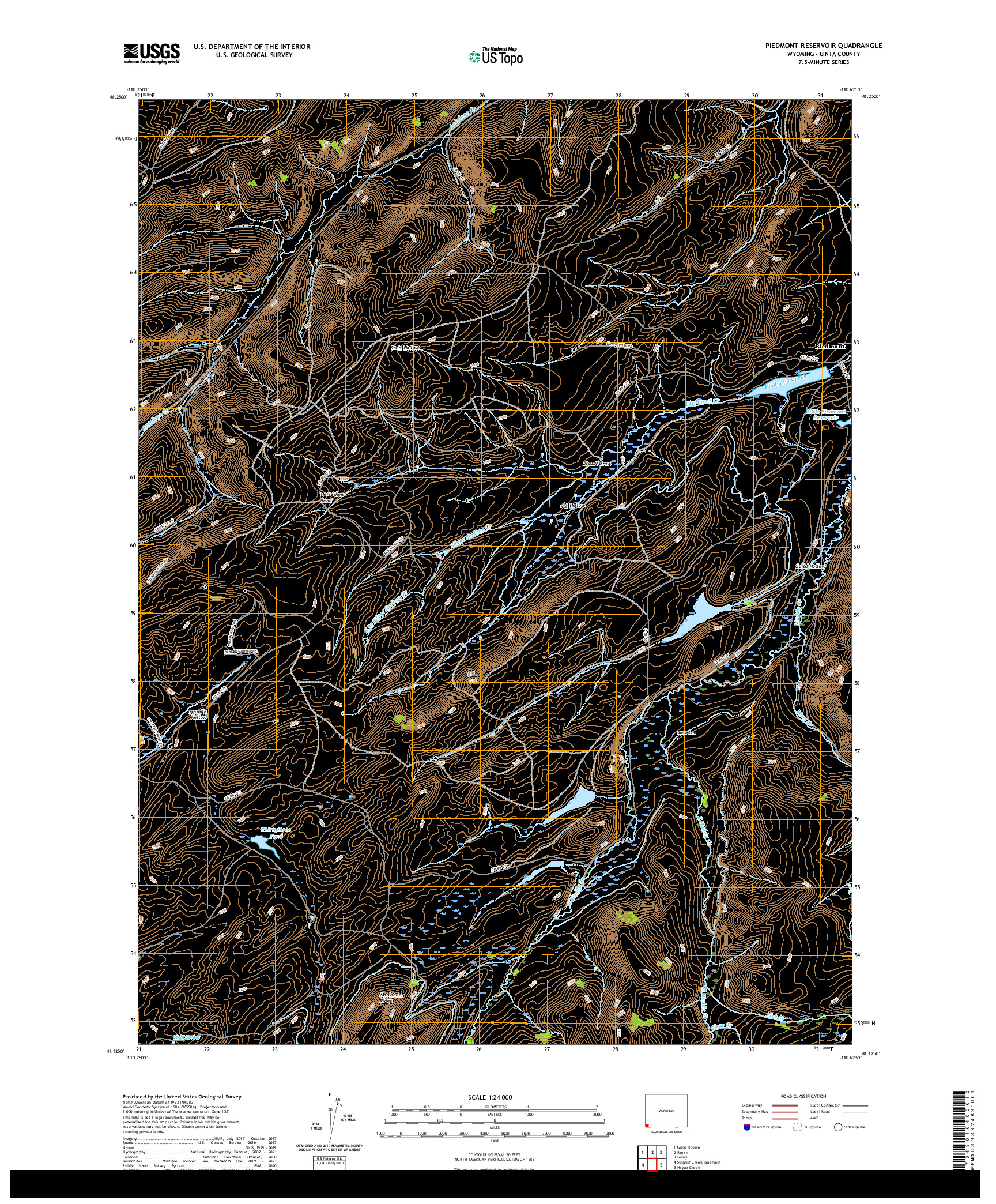 USGS US TOPO 7.5-MINUTE MAP FOR PIEDMONT RESERVOIR, WY 2021