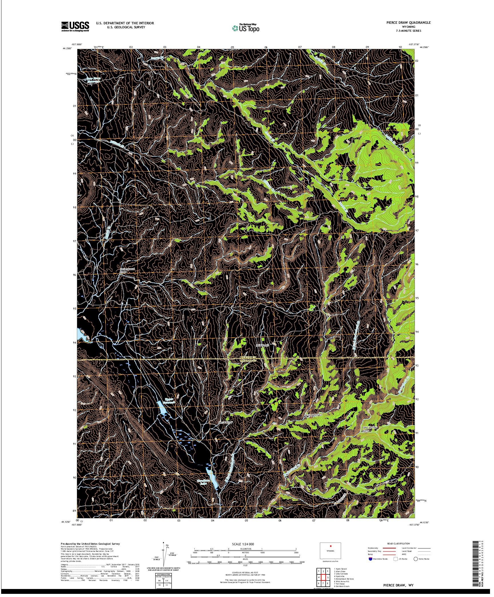 USGS US TOPO 7.5-MINUTE MAP FOR PIERCE DRAW, WY 2021