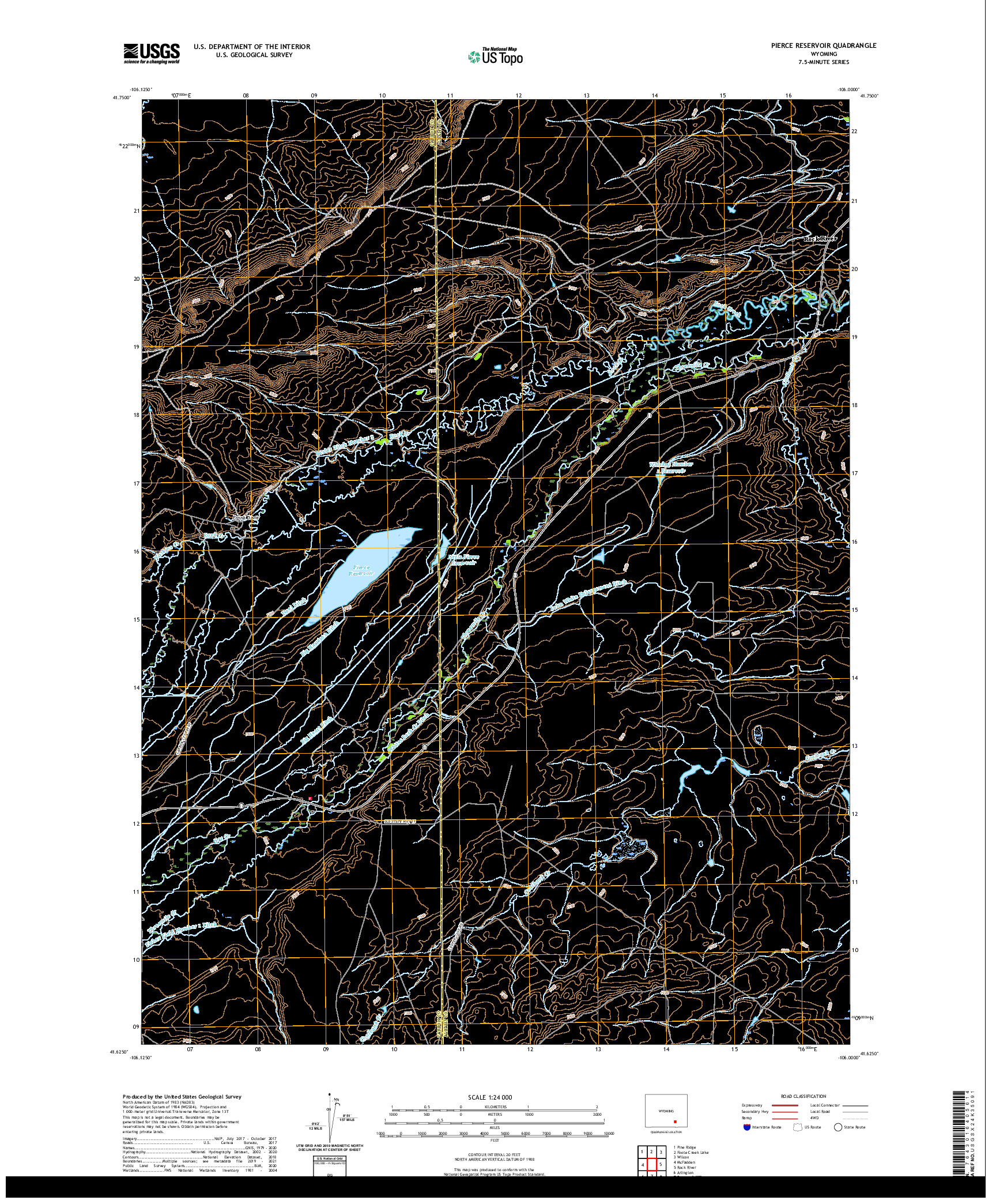 USGS US TOPO 7.5-MINUTE MAP FOR PIERCE RESERVOIR, WY 2021