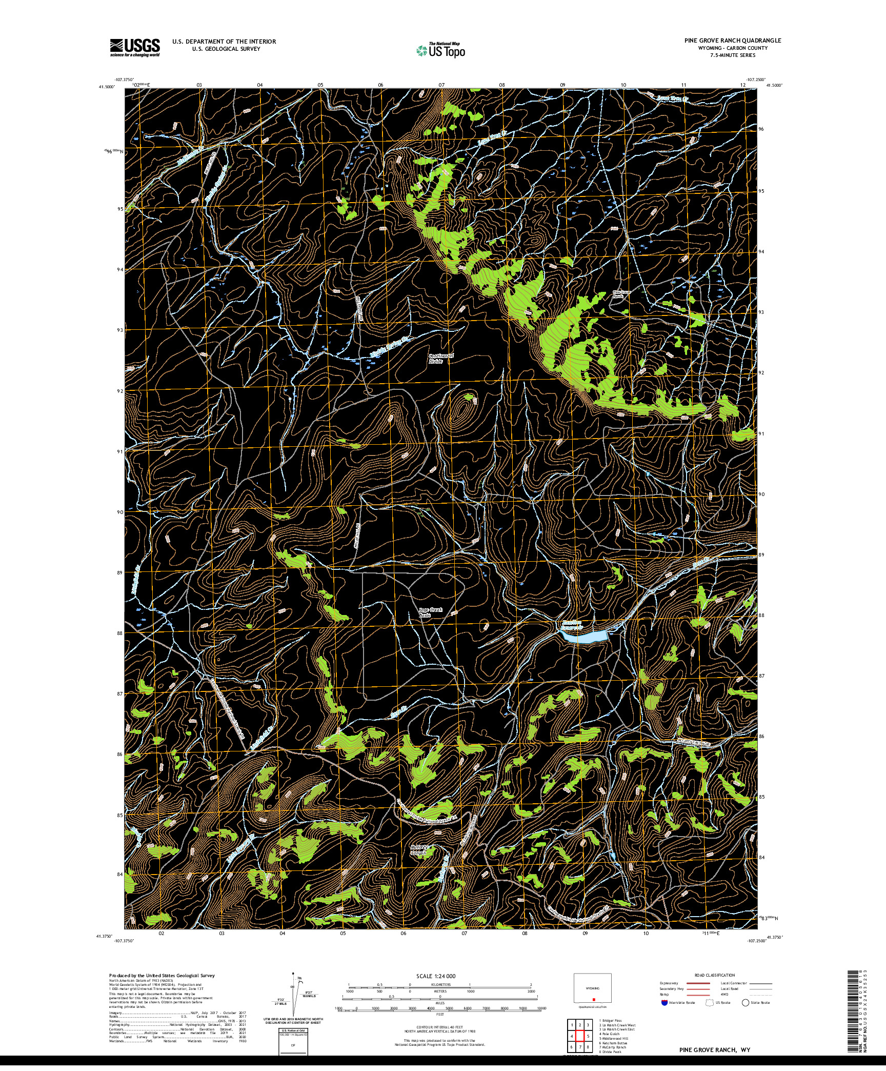 USGS US TOPO 7.5-MINUTE MAP FOR PINE GROVE RANCH, WY 2021