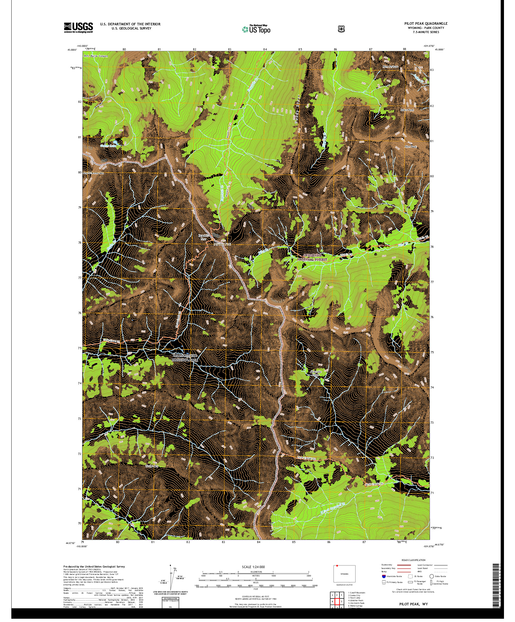 USGS US TOPO 7.5-MINUTE MAP FOR PILOT PEAK, WY 2021