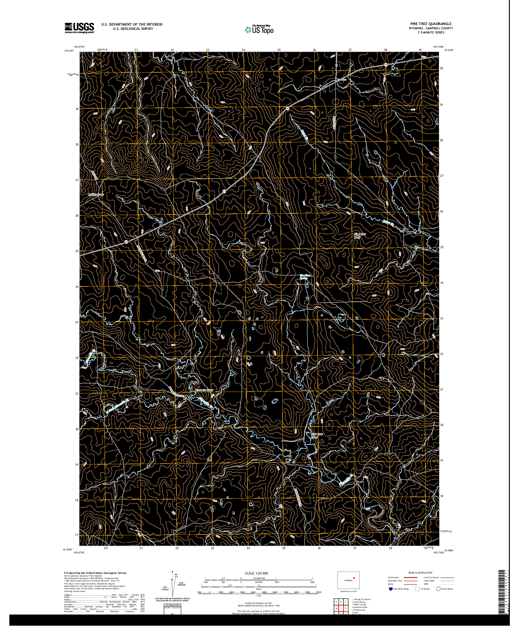 USGS US TOPO 7.5-MINUTE MAP FOR PINE TREE, WY 2021