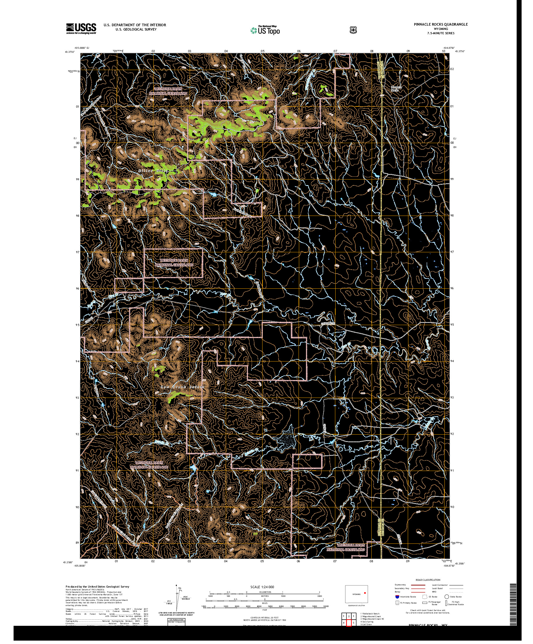 USGS US TOPO 7.5-MINUTE MAP FOR PINNACLE ROCKS, WY 2021