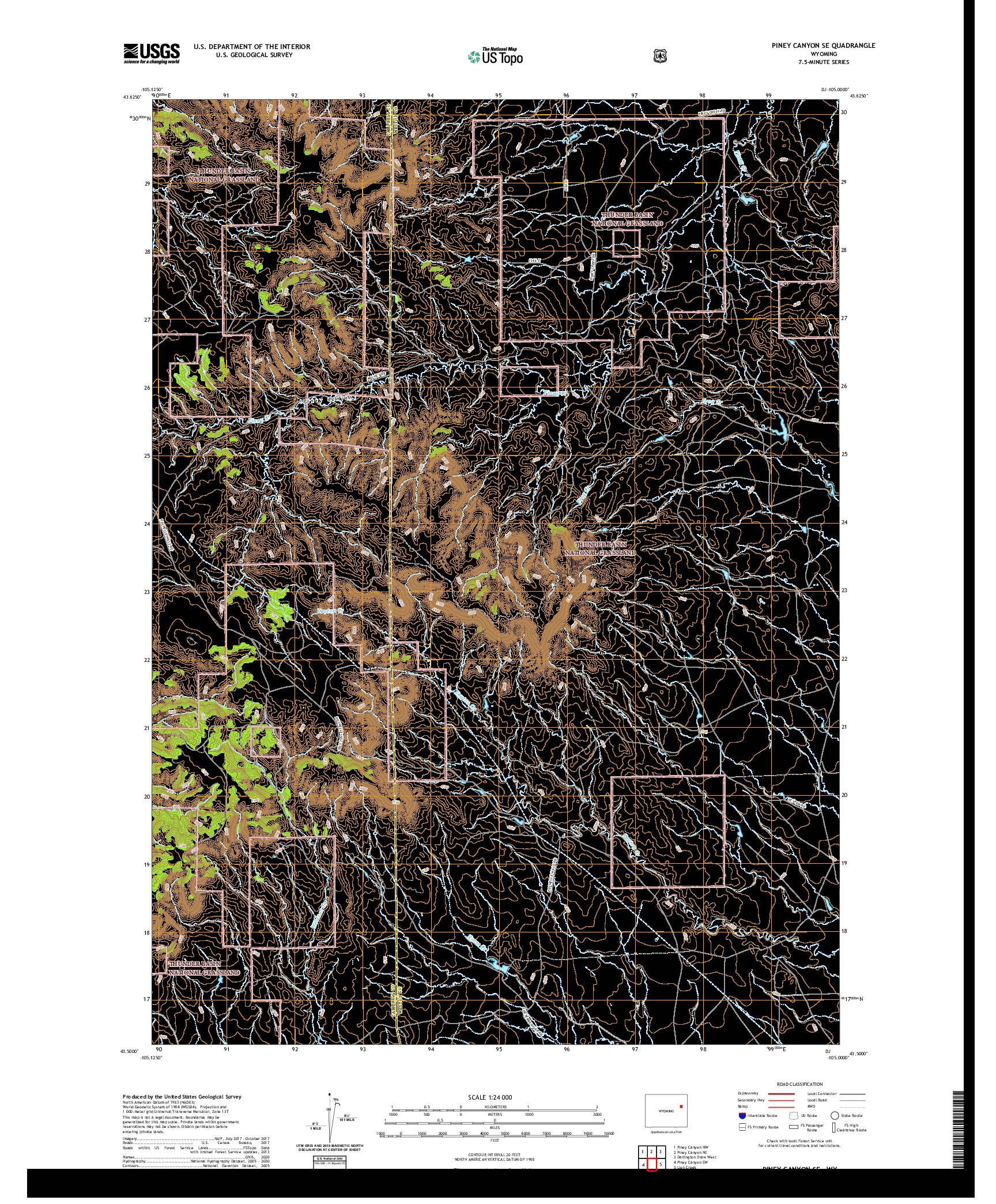 USGS US TOPO 7.5-MINUTE MAP FOR PINEY CANYON SE, WY 2021