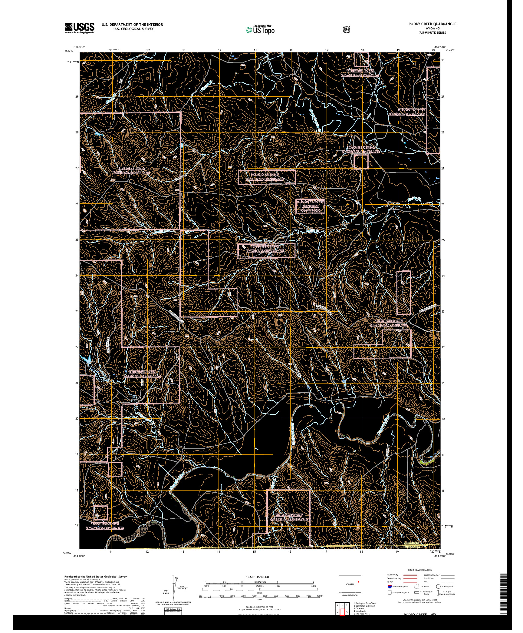USGS US TOPO 7.5-MINUTE MAP FOR PODDY CREEK, WY 2021
