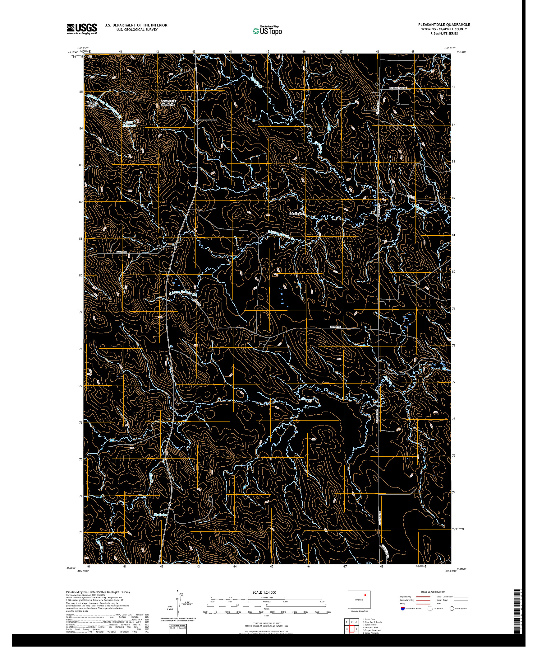 USGS US TOPO 7.5-MINUTE MAP FOR PLEASANTDALE, WY 2021