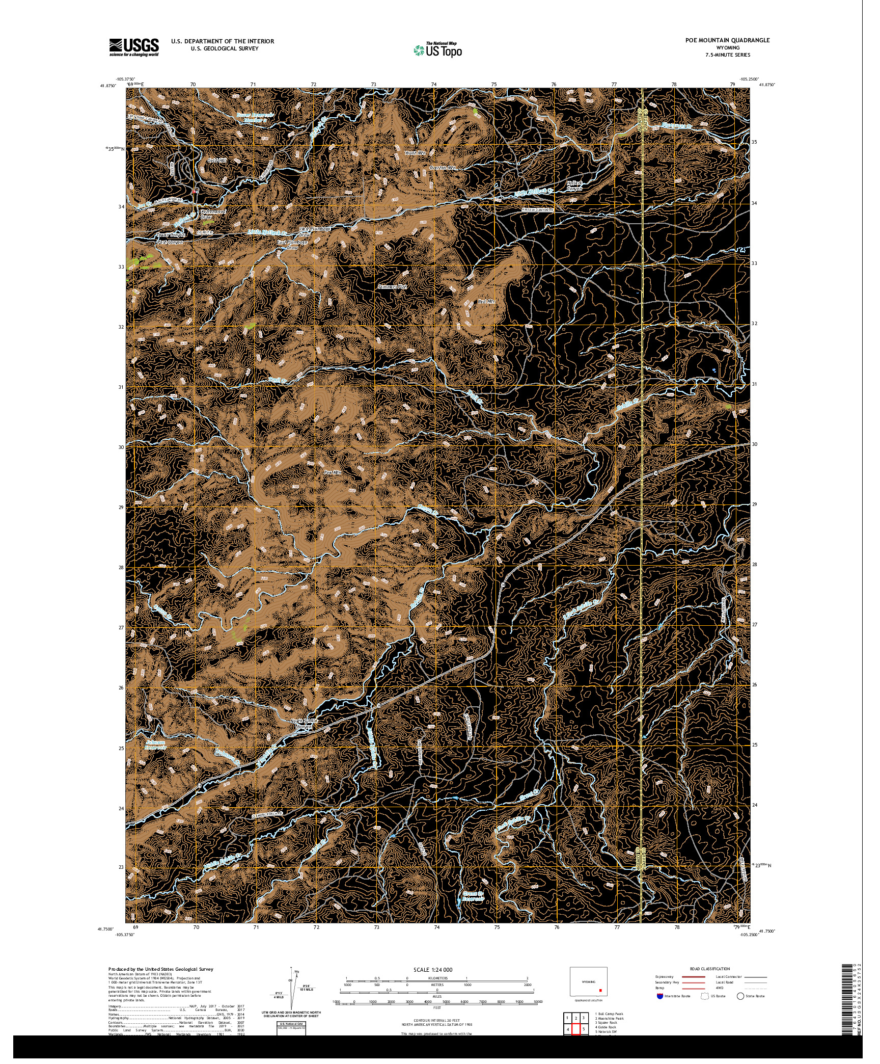 USGS US TOPO 7.5-MINUTE MAP FOR POE MOUNTAIN, WY 2021