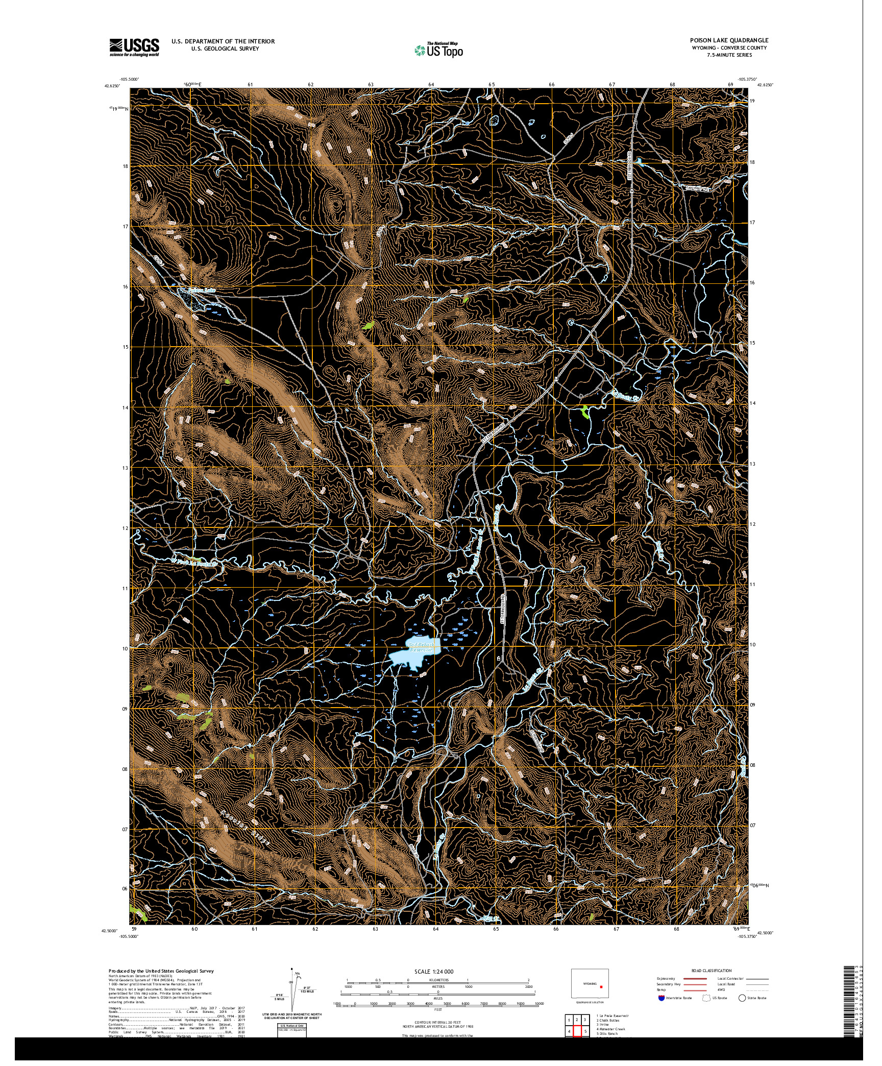 USGS US TOPO 7.5-MINUTE MAP FOR POISON LAKE, WY 2021