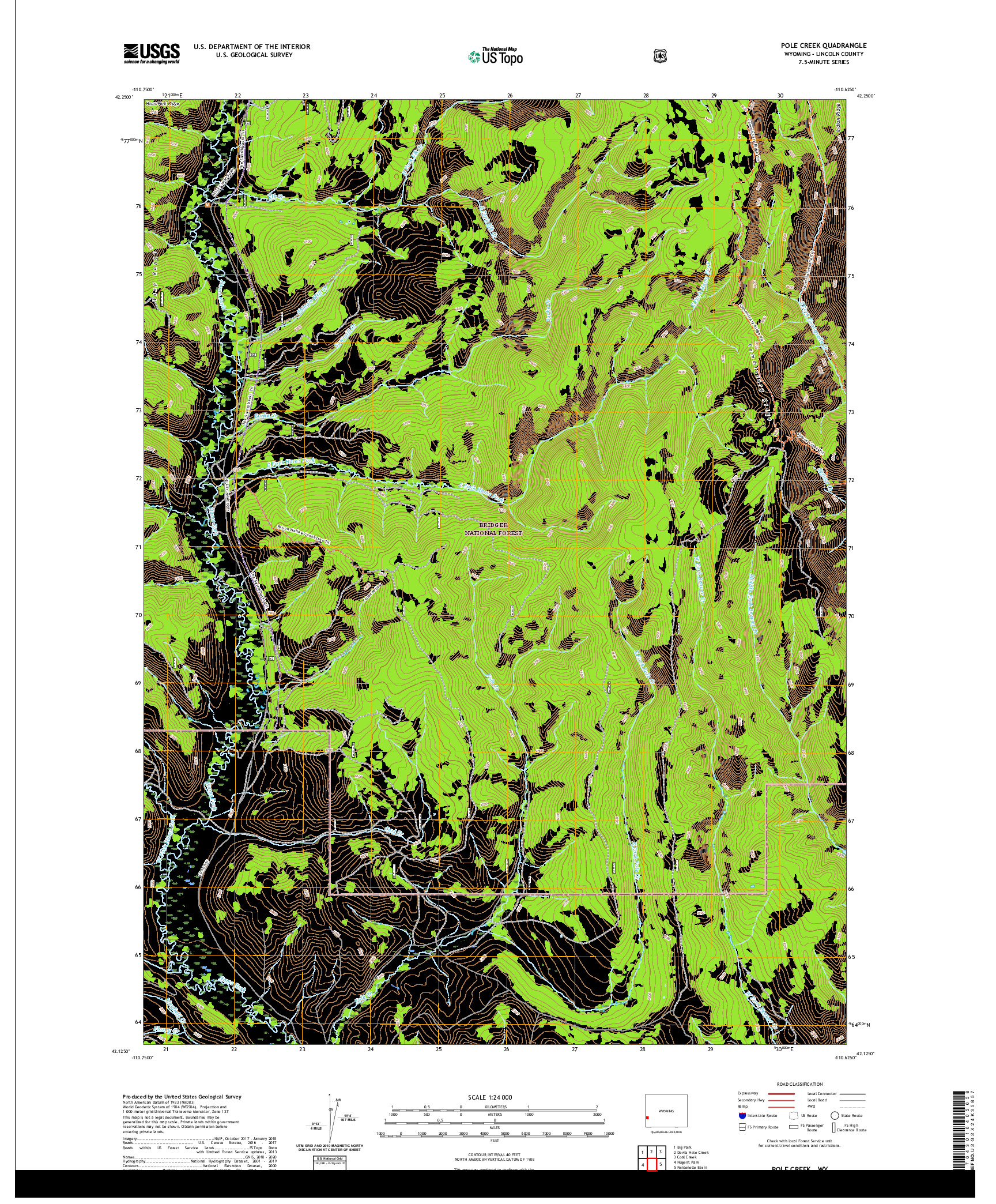 USGS US TOPO 7.5-MINUTE MAP FOR POLE CREEK, WY 2021