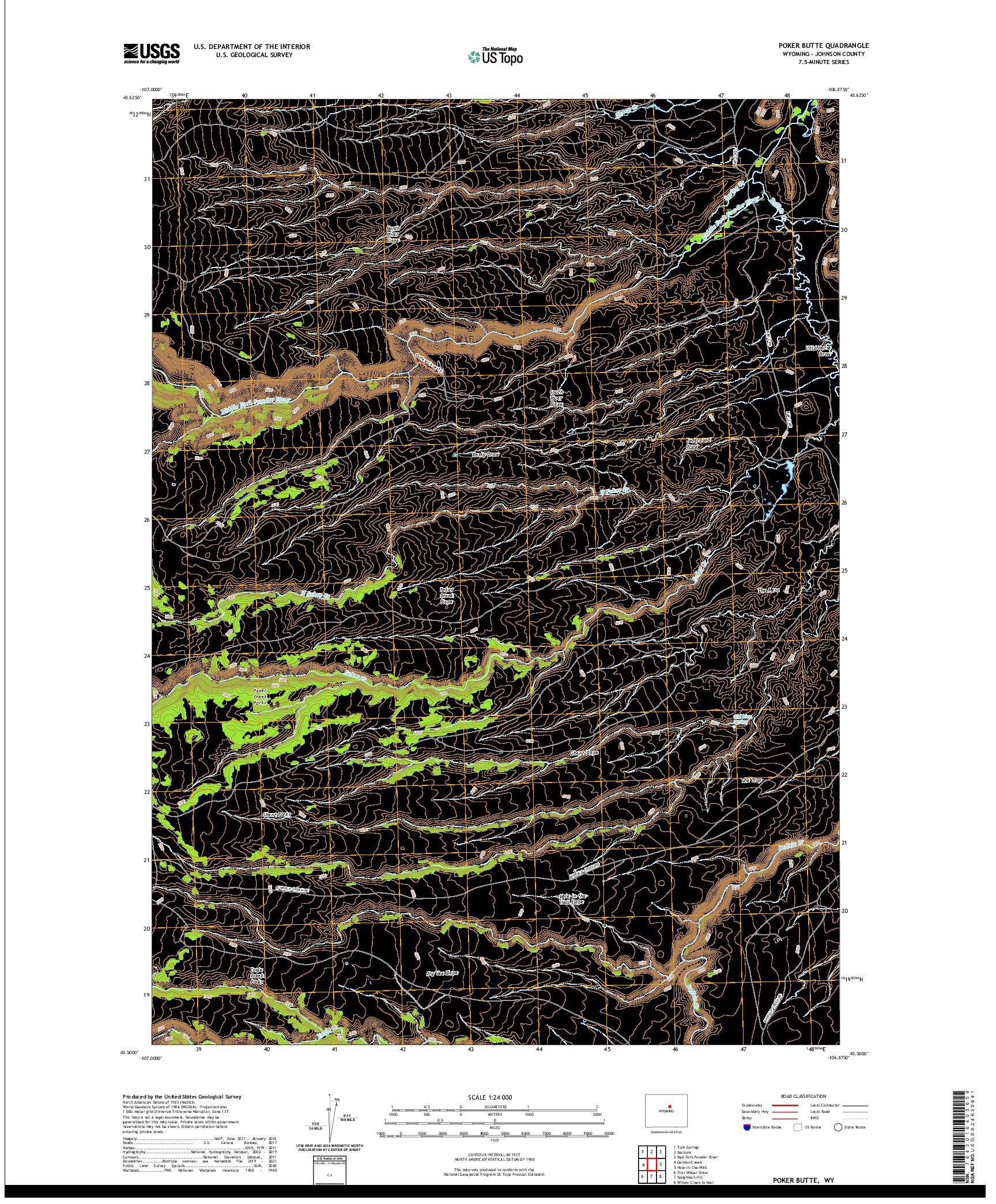 USGS US TOPO 7.5-MINUTE MAP FOR POKER BUTTE, WY 2021