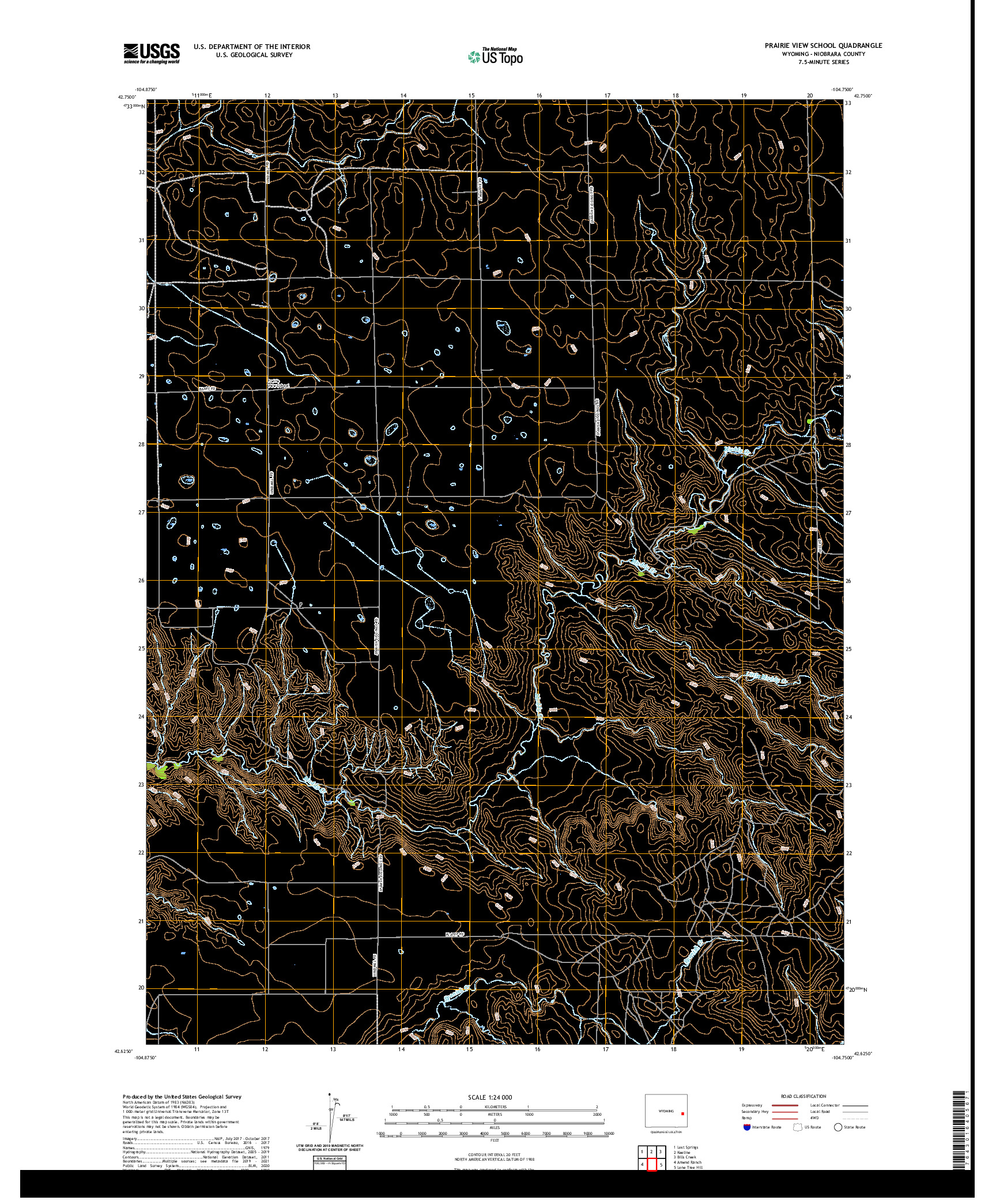USGS US TOPO 7.5-MINUTE MAP FOR PRAIRIE VIEW SCHOOL, WY 2021