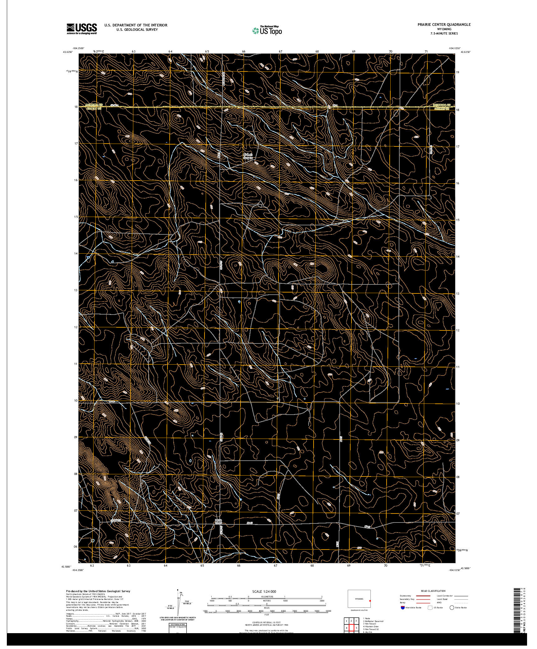 USGS US TOPO 7.5-MINUTE MAP FOR PRAIRIE CENTER, WY 2021