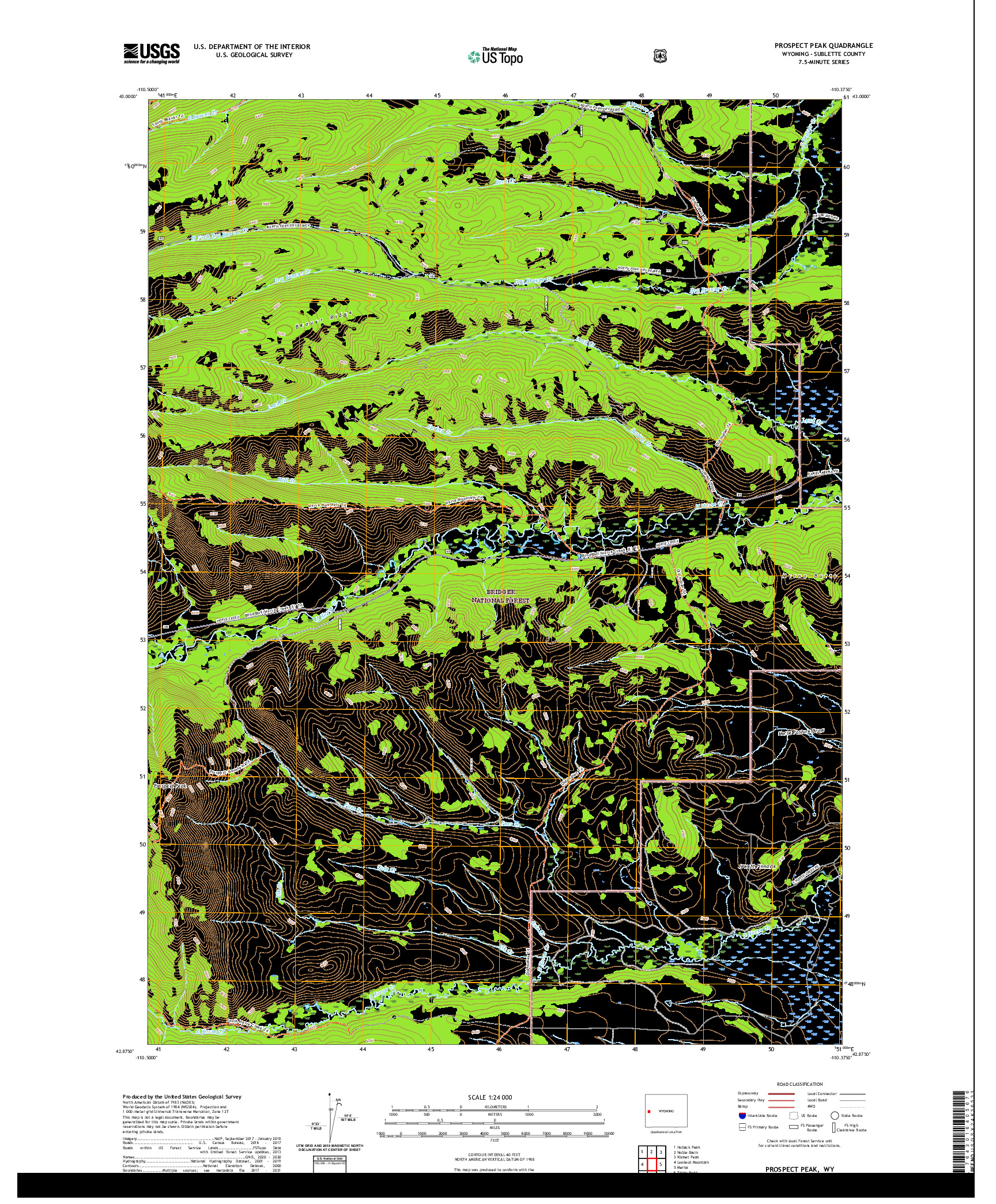 USGS US TOPO 7.5-MINUTE MAP FOR PROSPECT PEAK, WY 2021