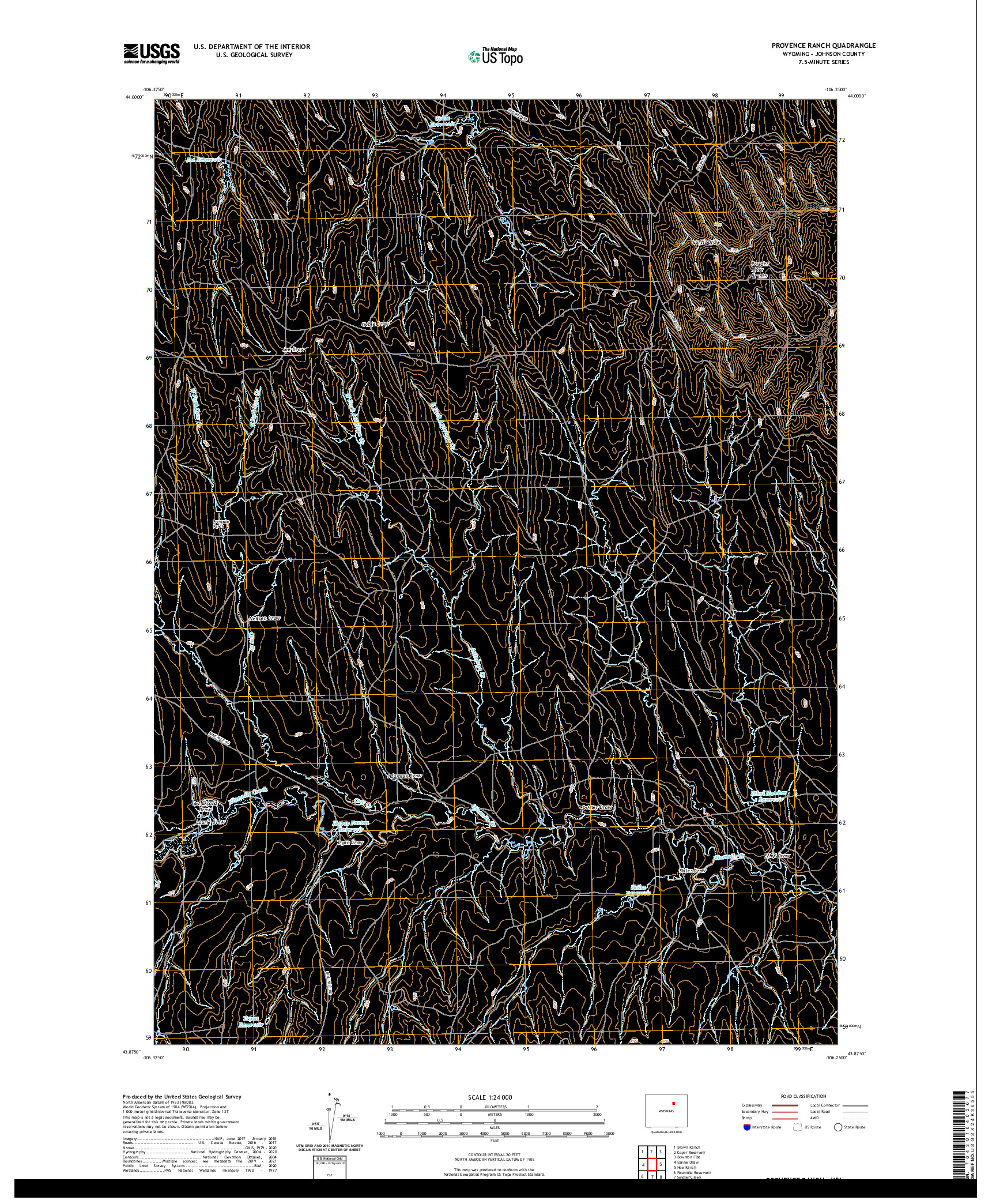 USGS US TOPO 7.5-MINUTE MAP FOR PROVENCE RANCH, WY 2021