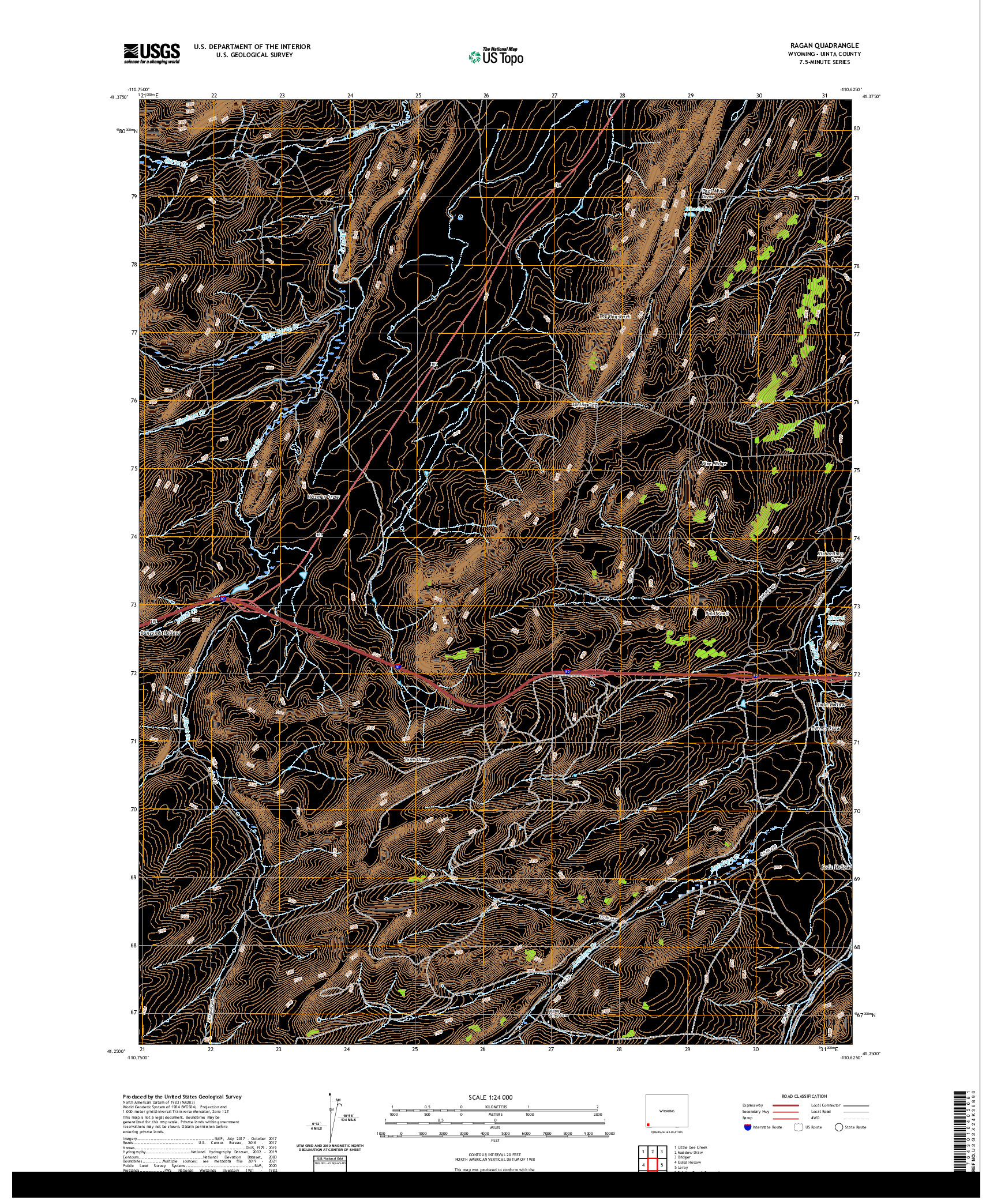 USGS US TOPO 7.5-MINUTE MAP FOR RAGAN, WY 2021