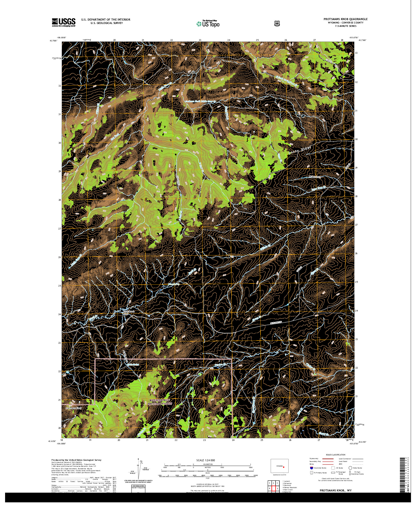 USGS US TOPO 7.5-MINUTE MAP FOR PROTSMANS KNOB, WY 2021