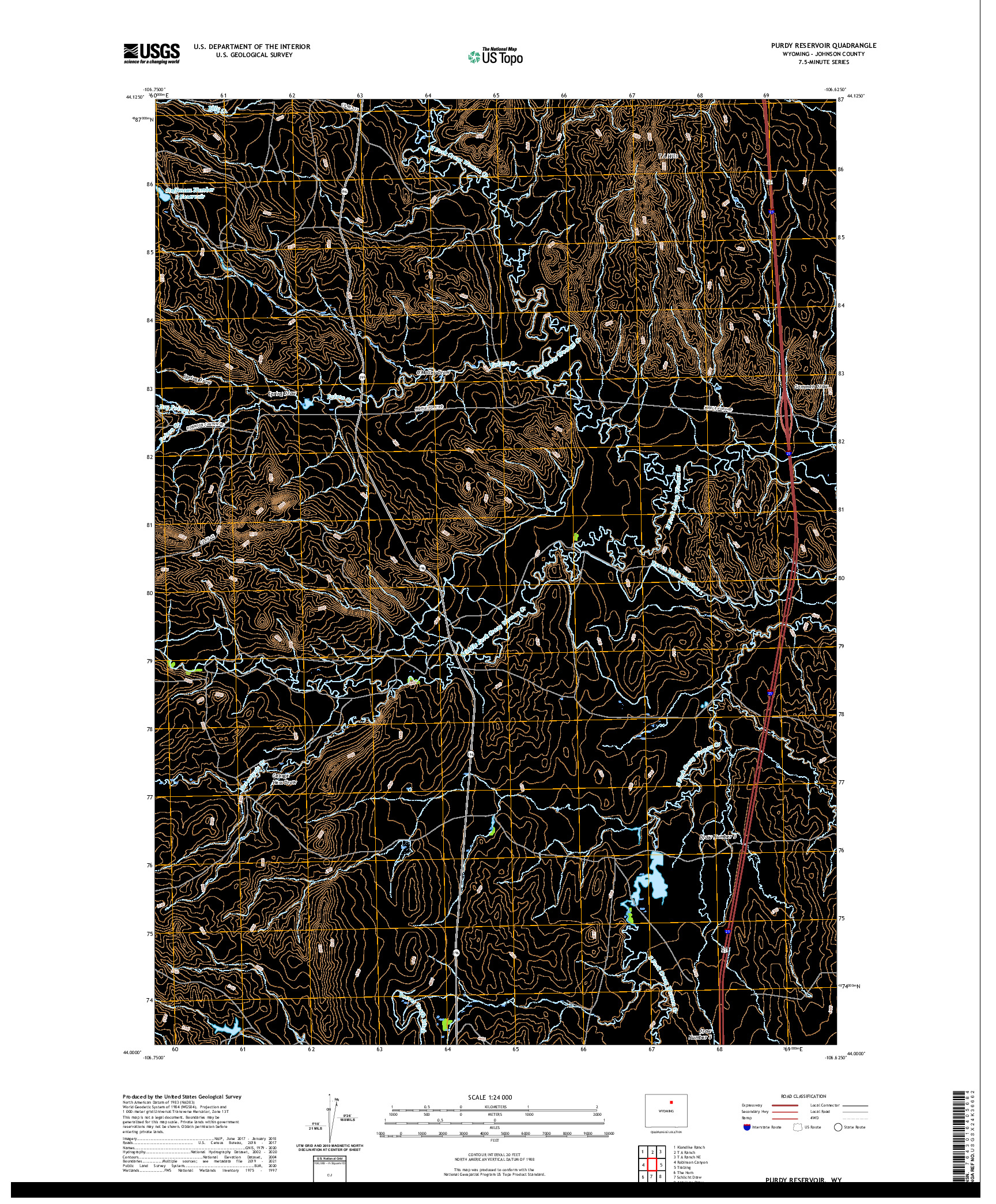 US TOPO 7.5-MINUTE MAP FOR PURDY RESERVOIR, WY