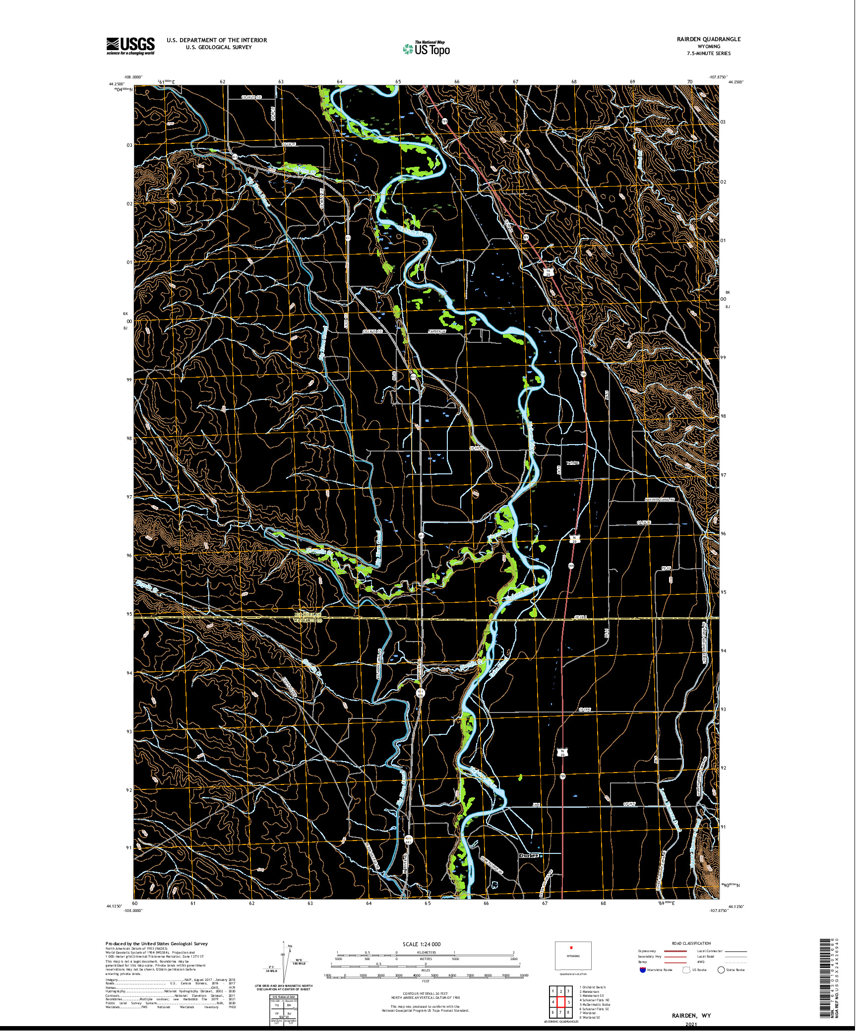 USGS US TOPO 7.5-MINUTE MAP FOR RAIRDEN, WY 2021