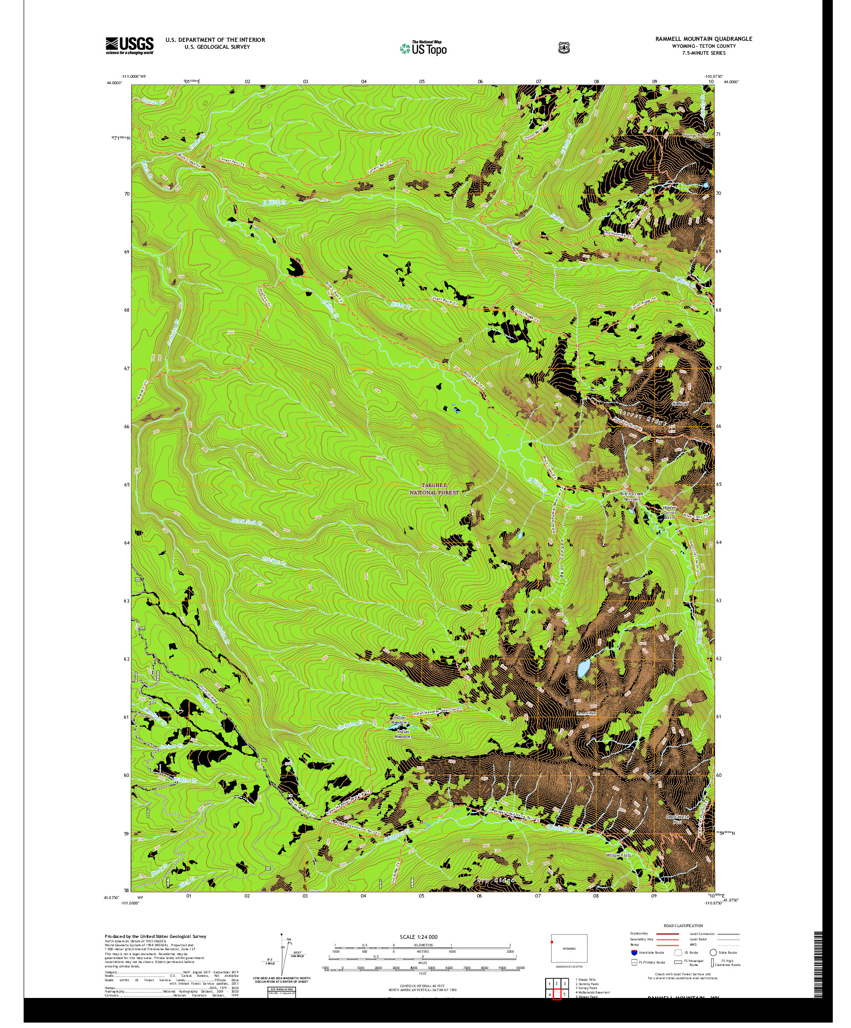 USGS US TOPO 7.5-MINUTE MAP FOR RAMMELL MOUNTAIN, WY 2021