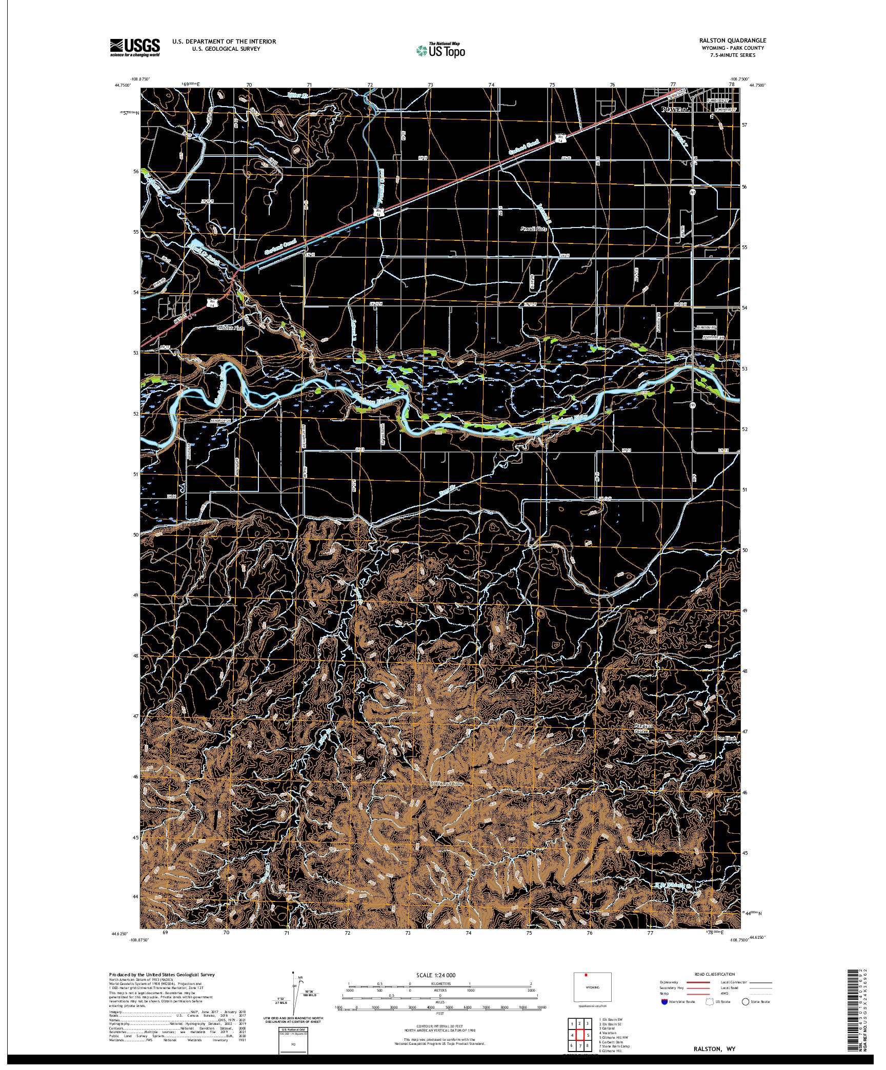 USGS US TOPO 7.5-MINUTE MAP FOR RALSTON, WY 2021