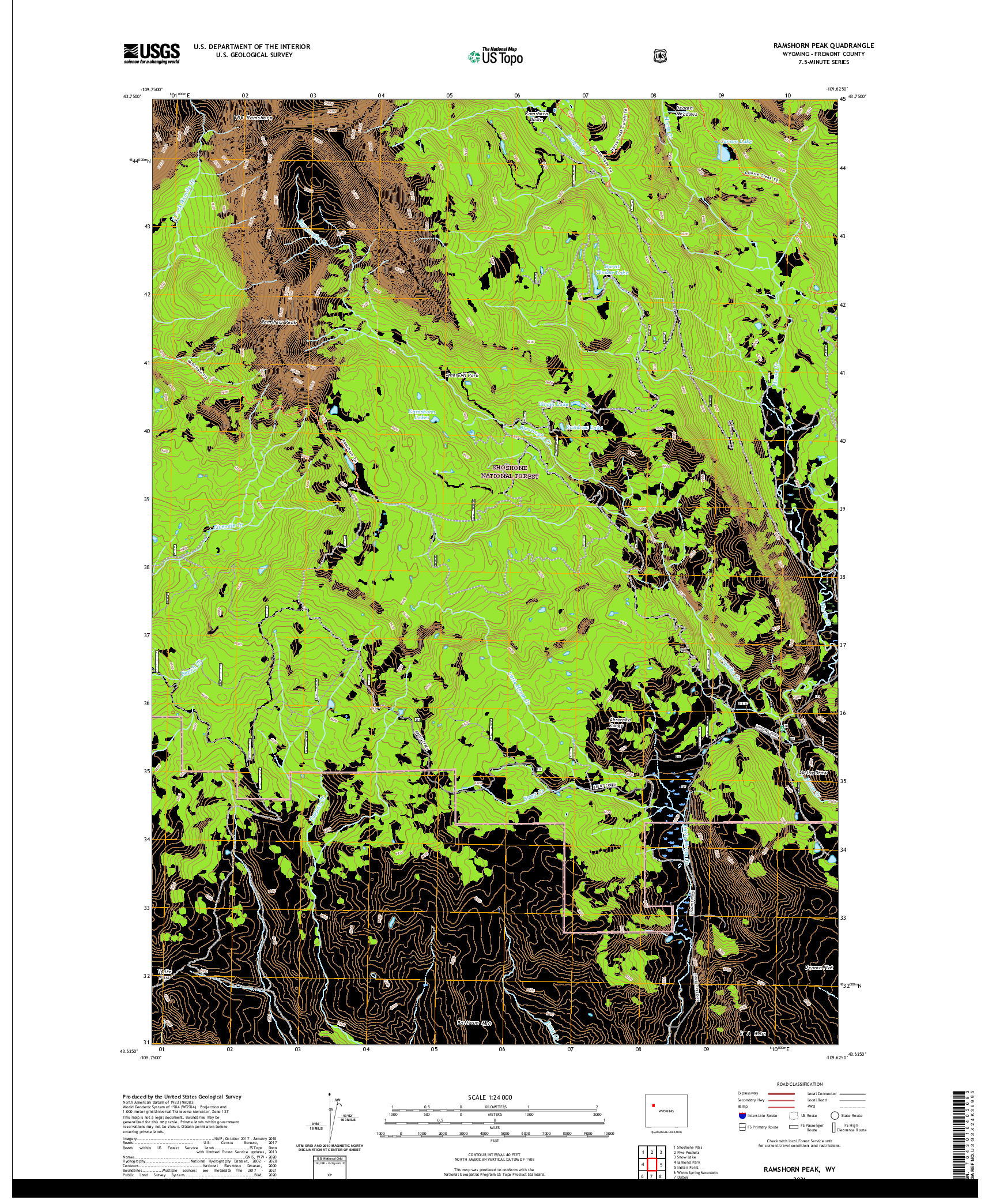 USGS US TOPO 7.5-MINUTE MAP FOR RAMSHORN PEAK, WY 2021