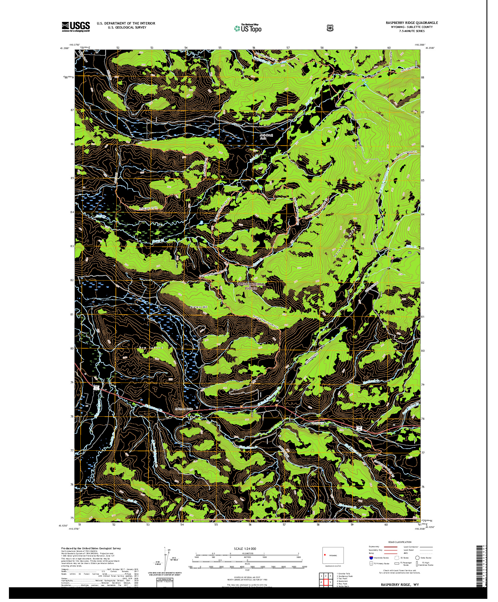 USGS US TOPO 7.5-MINUTE MAP FOR RASPBERRY RIDGE, WY 2021