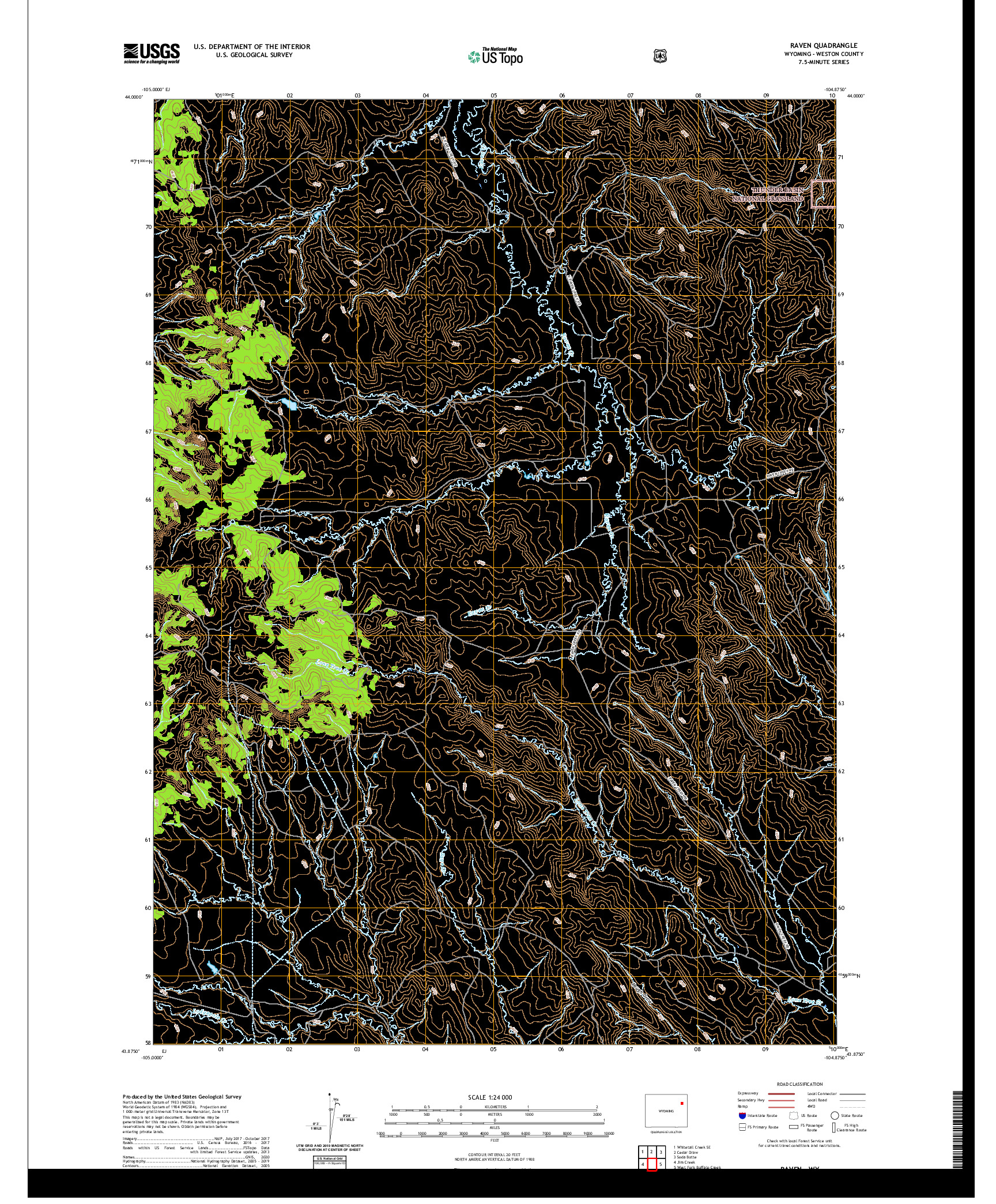 USGS US TOPO 7.5-MINUTE MAP FOR RAVEN, WY 2021