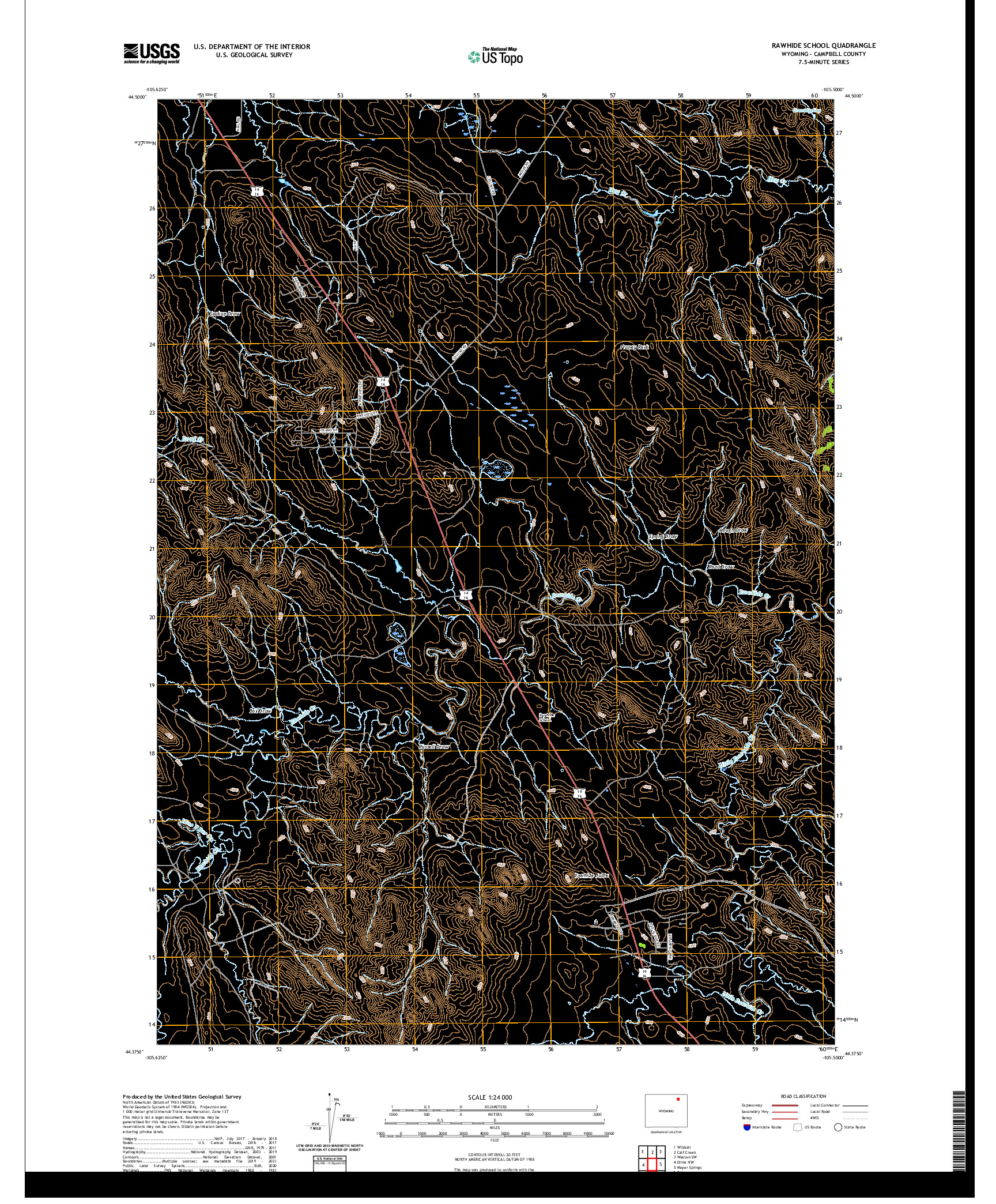 USGS US TOPO 7.5-MINUTE MAP FOR RAWHIDE SCHOOL, WY 2021