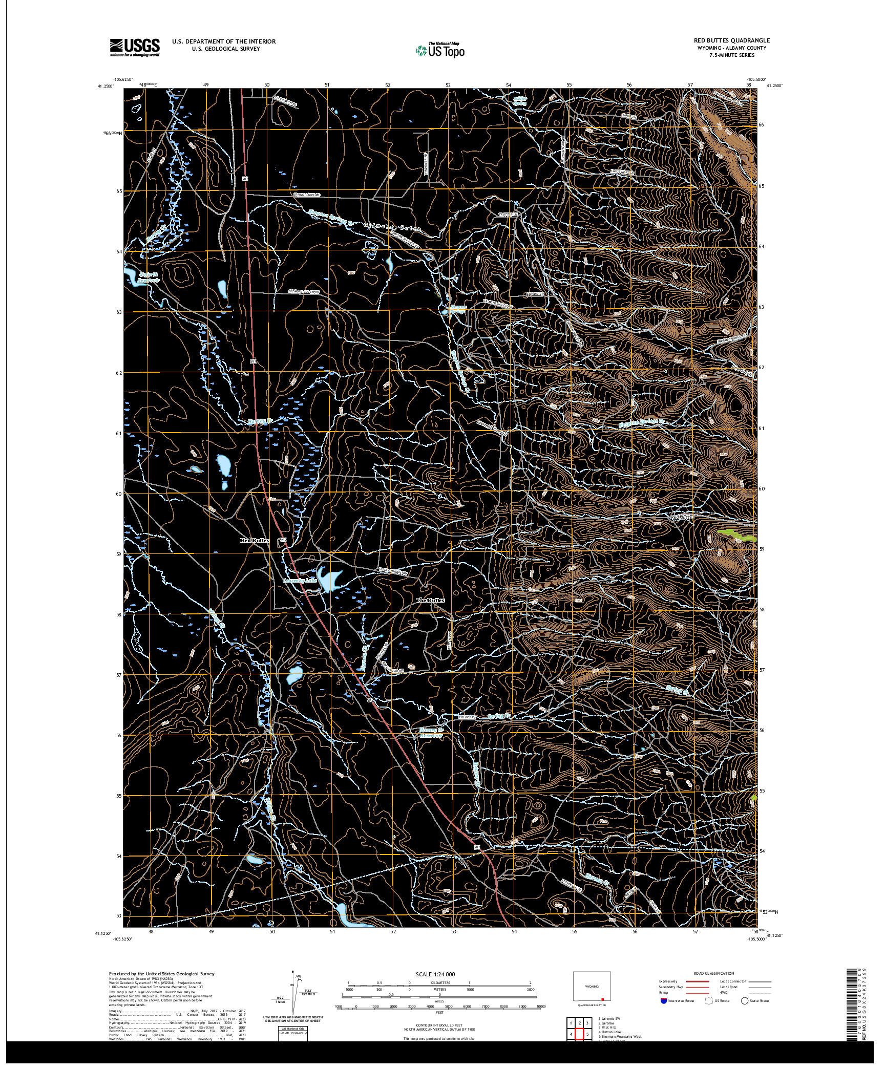 USGS US TOPO 7.5-MINUTE MAP FOR RED BUTTES, WY 2021