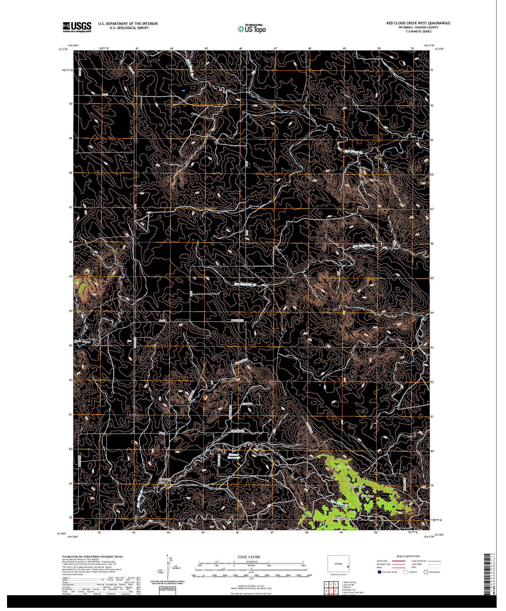 USGS US TOPO 7.5-MINUTE MAP FOR RED CLOUD CREEK WEST, WY 2021