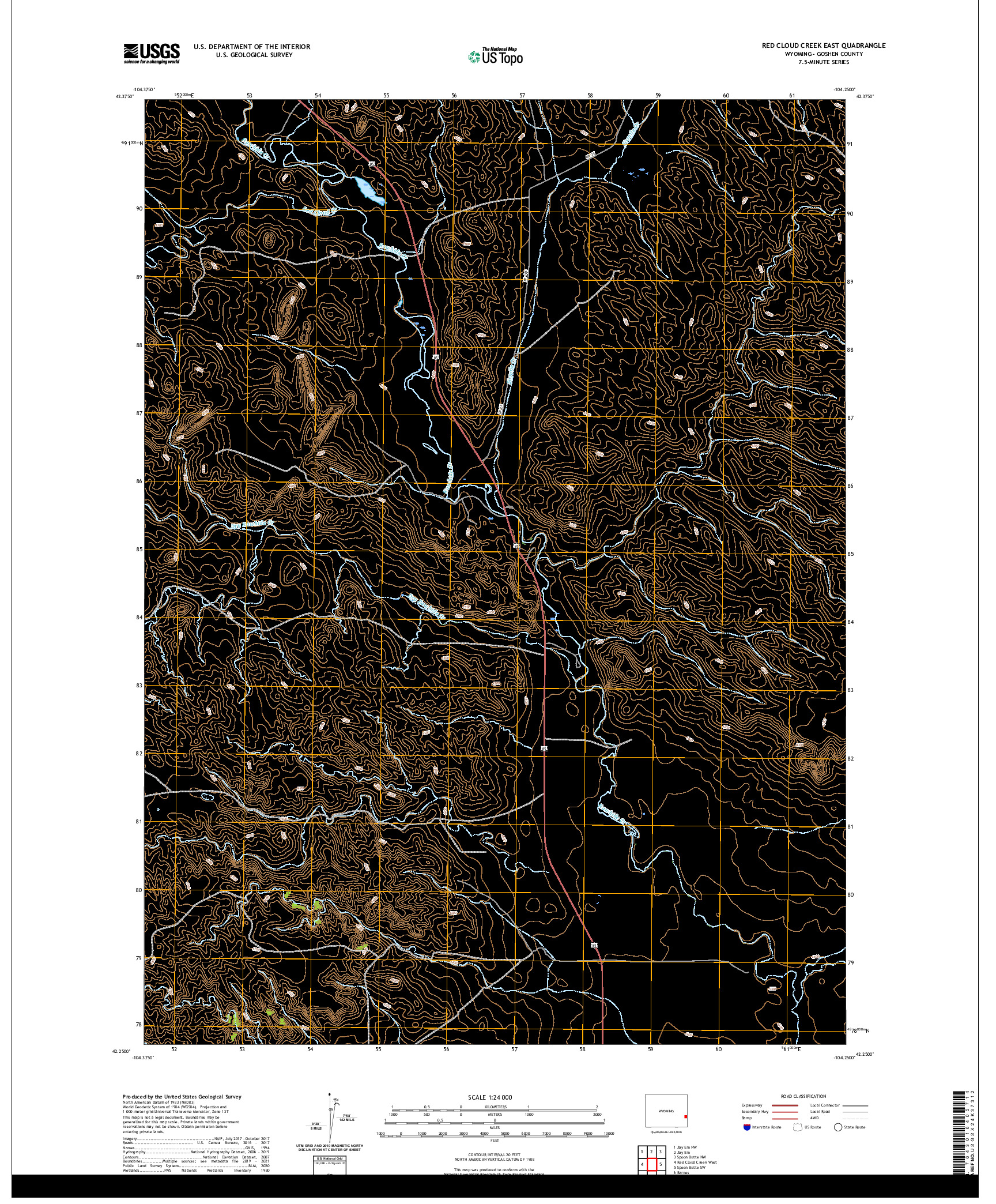 USGS US TOPO 7.5-MINUTE MAP FOR RED CLOUD CREEK EAST, WY 2021