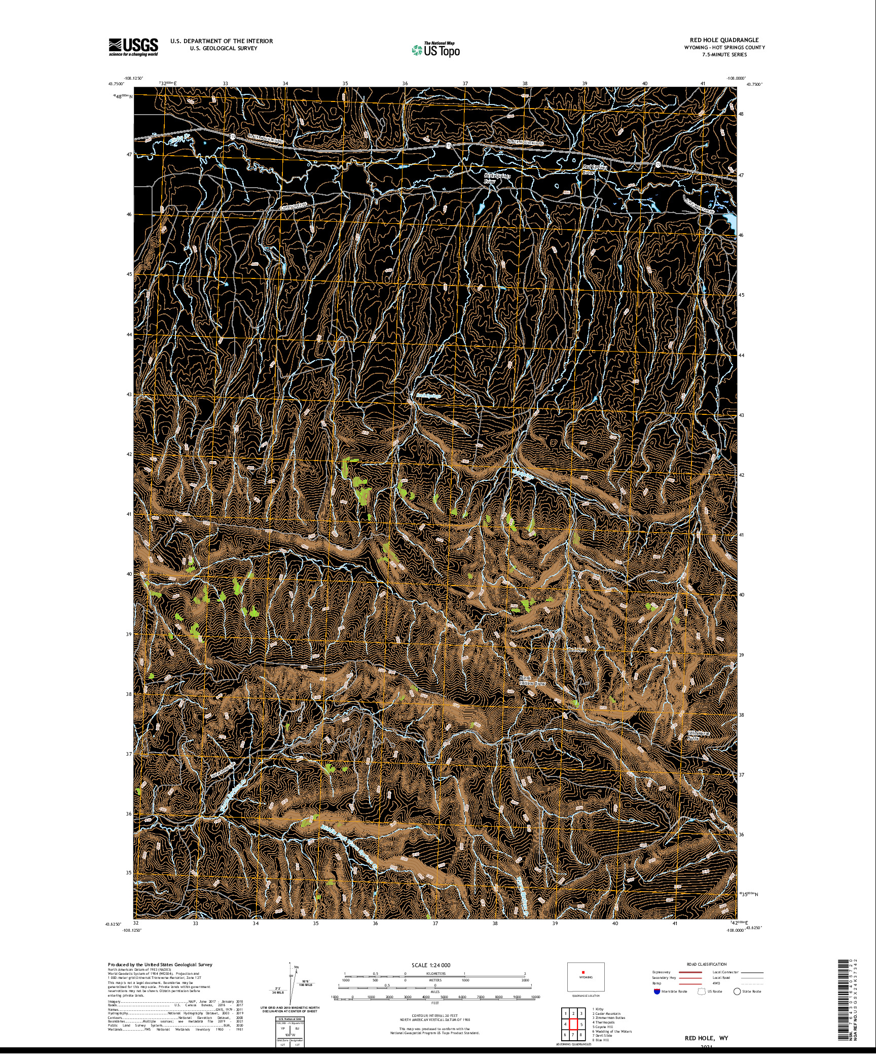 USGS US TOPO 7.5-MINUTE MAP FOR RED HOLE, WY 2021